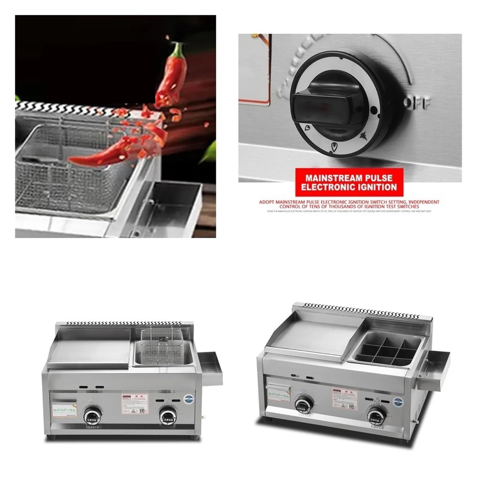 Grill Gazowy Frytkownica Teppanyaki Combo Do Kuchni Komercyjnej Szybkie Nagrzewanie