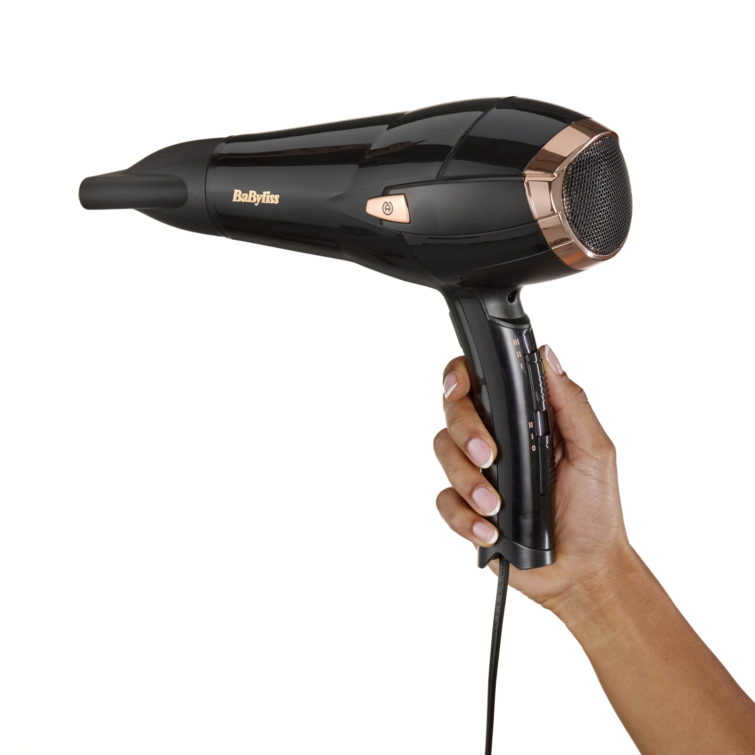 BaByliss Sèche-cheveux Cordkeeper 2000W avec cordon rétractable 1,65m Technologie ionique anti-frisottis 3 réglages température 2 réglages vitesse Noir D373E