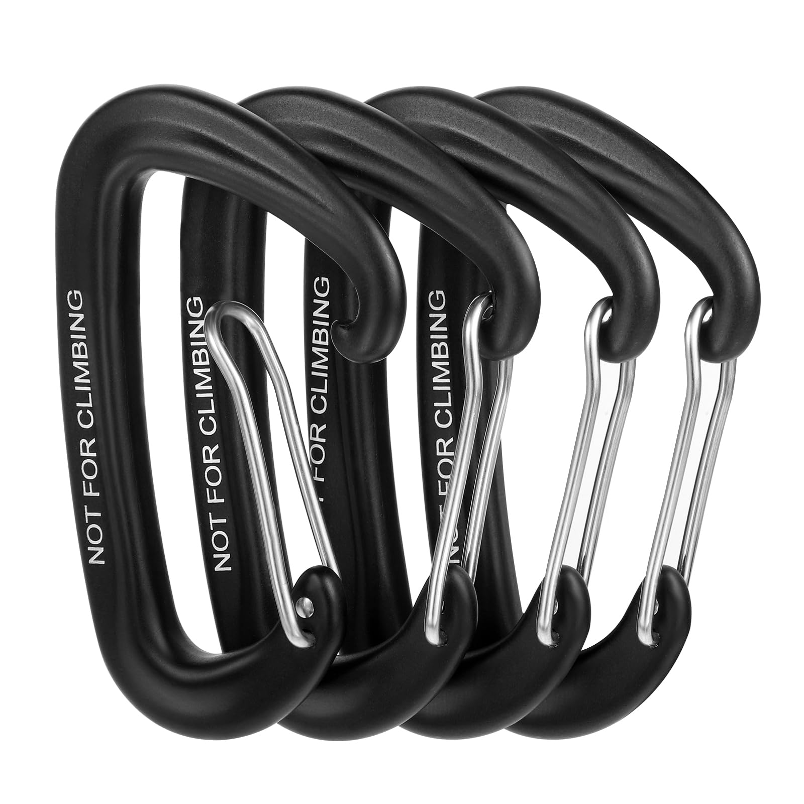 4 Stück Karabinerhaken Groß, 8KN 800kg, Karabiner Haken Schwarz Aluminiumkarabinerhaken, Nicht zum Klettern