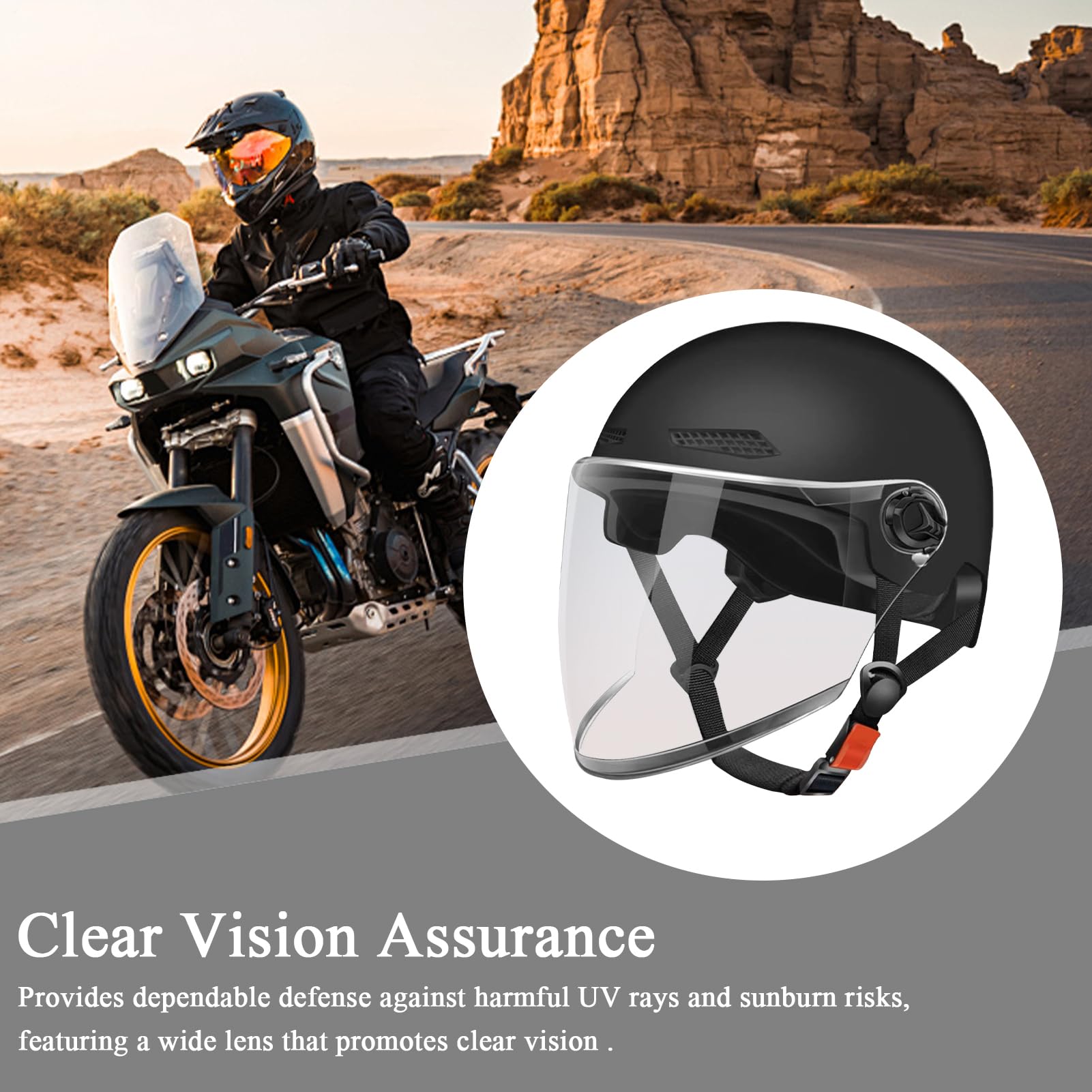 Casco Mezzo Casco Moto | Caschi Motocicletta | Apertura Rapida Stile Retro per ATV Scooter Uso Donna Uomo Giovani Appassionati Outdoor