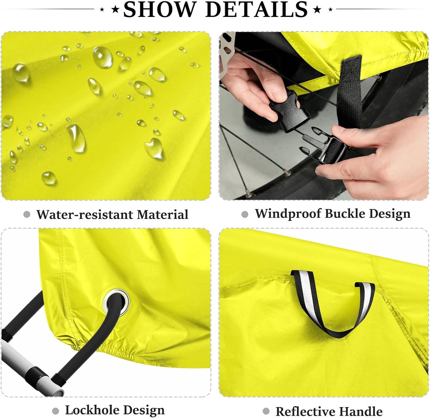 Yellow Plain Cover for Bike Waterproof Outdoor Rain Cover Bikes Storage