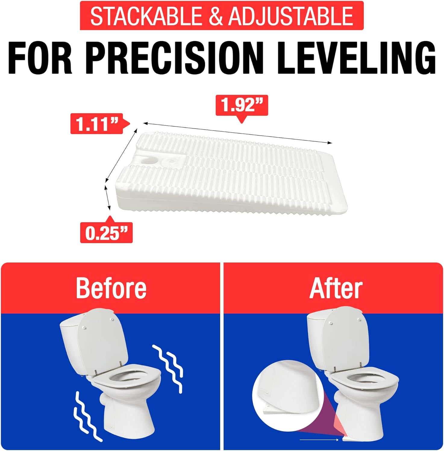The Original Wobble Wedge Flexible Plastic Shims, Multi-Purpose Leveling Shim for Home Improvement, Furniture & Toilet Leveler, White Plastic Wedges for Tables, Wood Floors & Tile, Made in USA, 30Pack