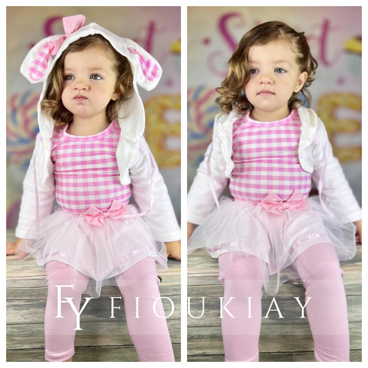 fioukiay Baby Girl Easter Clothes Infant Outifts Cardigans Coat+Long Sleeve Romper+Leggings Tutu Pants 3PC Clothing Sets(White Bunny, 3-6 Months)