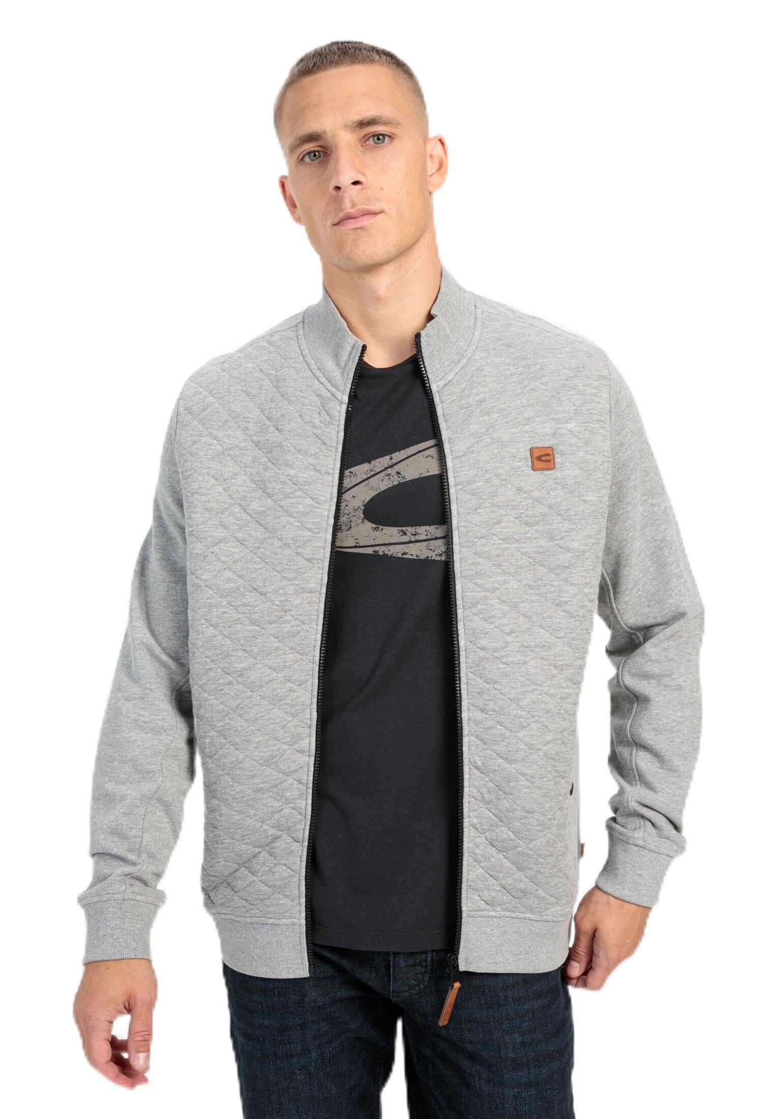 Camel Active Men's Stone Gray 409401-4W07 Cardigan Sweater, M