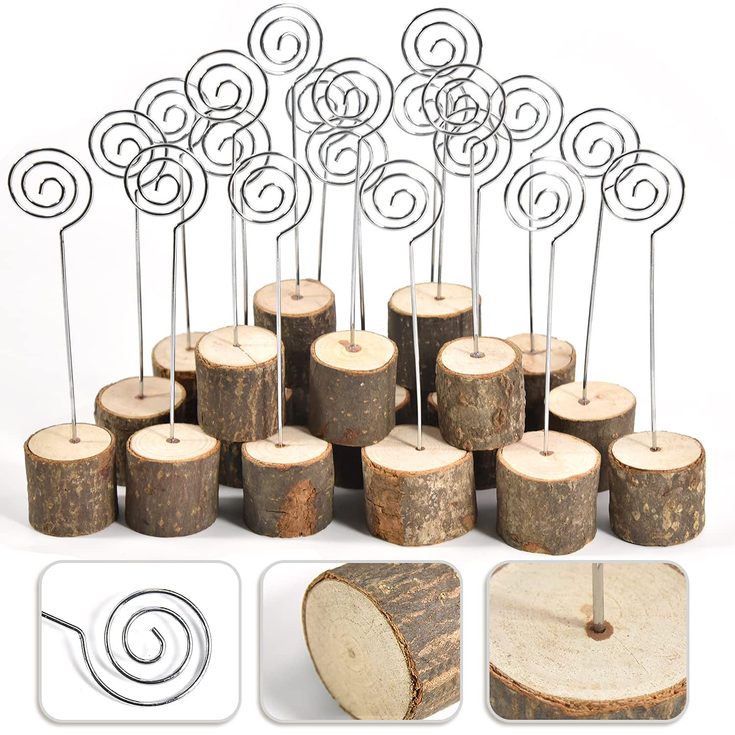 SenaiMy 20 stuks fotoklemmen, basis van hout, memoclip, memo en cliphouders voor kamerdecoratie, bruiloftsfoto's, menuweergave, feest, huis (10,5 × 2,5 × 2,5 cm