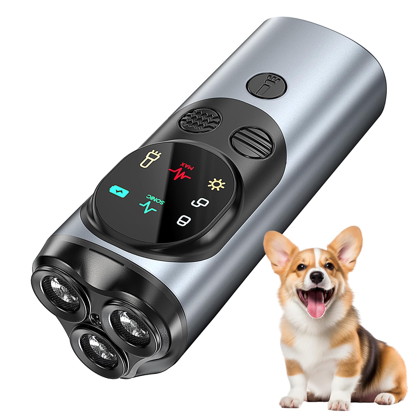 QueenMew Dog Barking Deterrent Devices, 3 Transmitters Ultrasonic Dog Barking Device, 2 Modes Anti Barking Device with LED light, 30Ft Handheld Stop Dog Barking for Indoor Outdoor Training