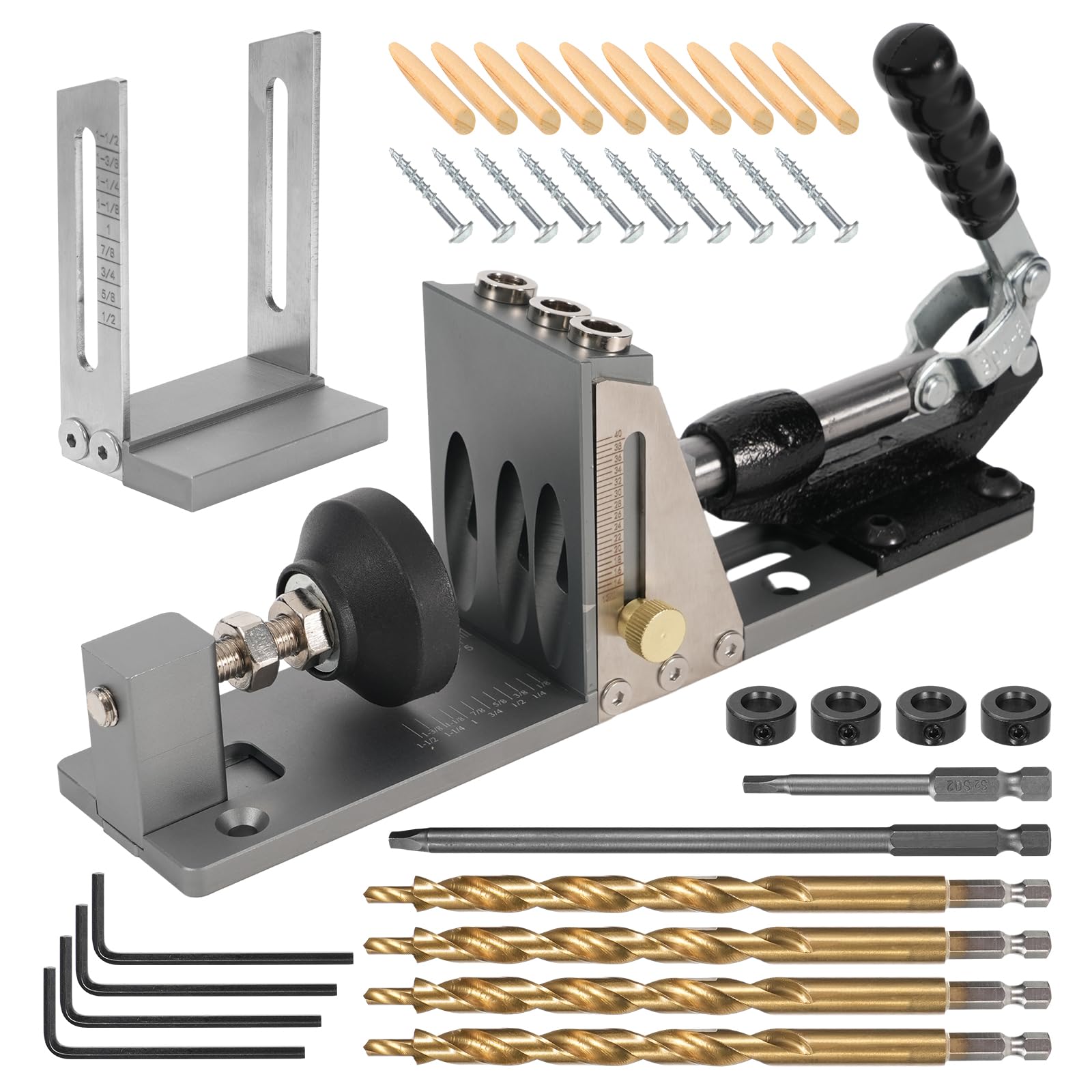 LESIWHOS 9.5mm Pocket Hole Jig Kit - All-Metal Woodworking Jig With Slider Holder For Furniture & Cabinets - View #5