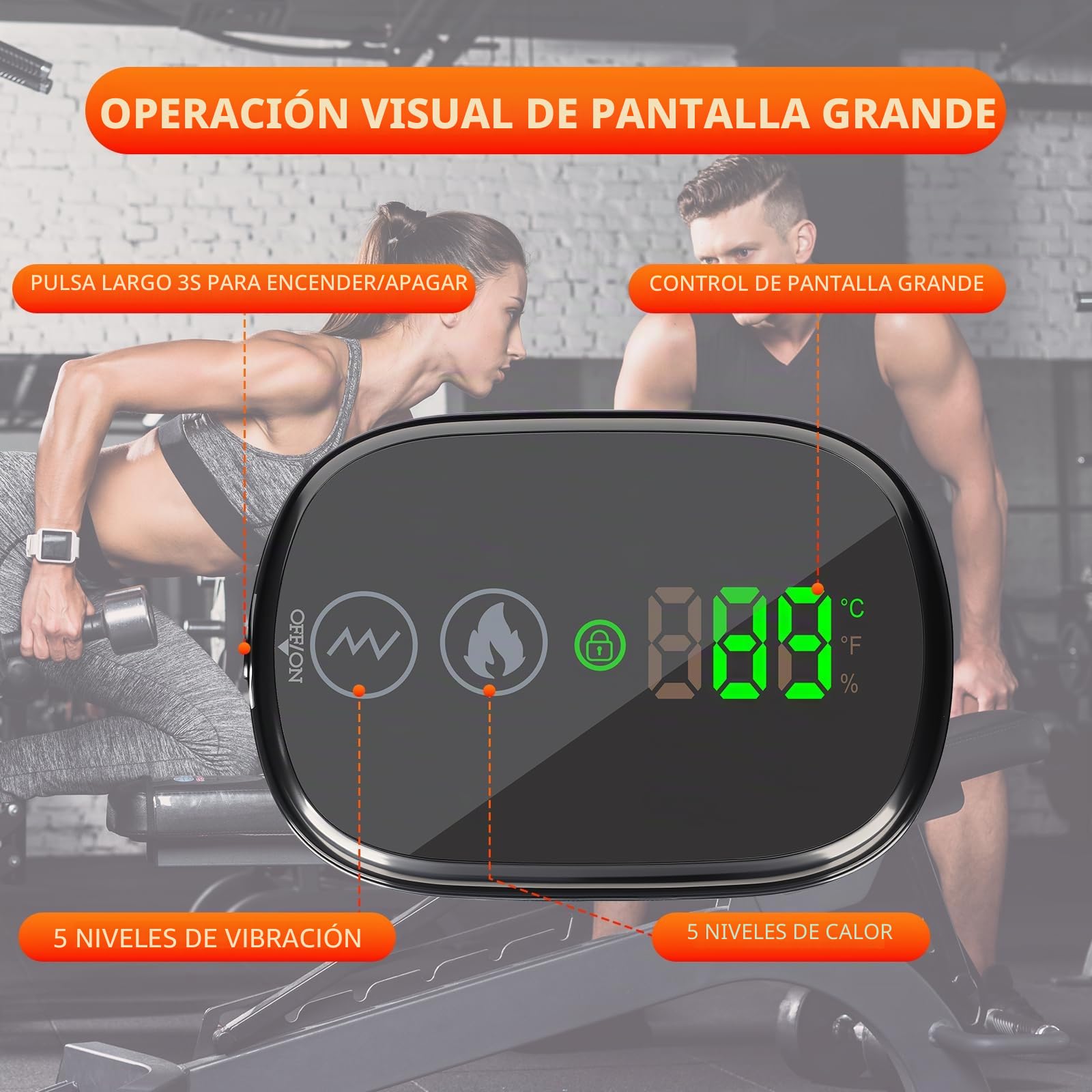 Manta Electrica Lumbar, Cinturon Lumbar Calefaccion Infrarroja Portatil con 5 Niveles de Calor, 5 Modos de Masaje, Batería de 5000mAh y Temporizador 30 Min, Hombre y Mujer (125 x 24 cm)