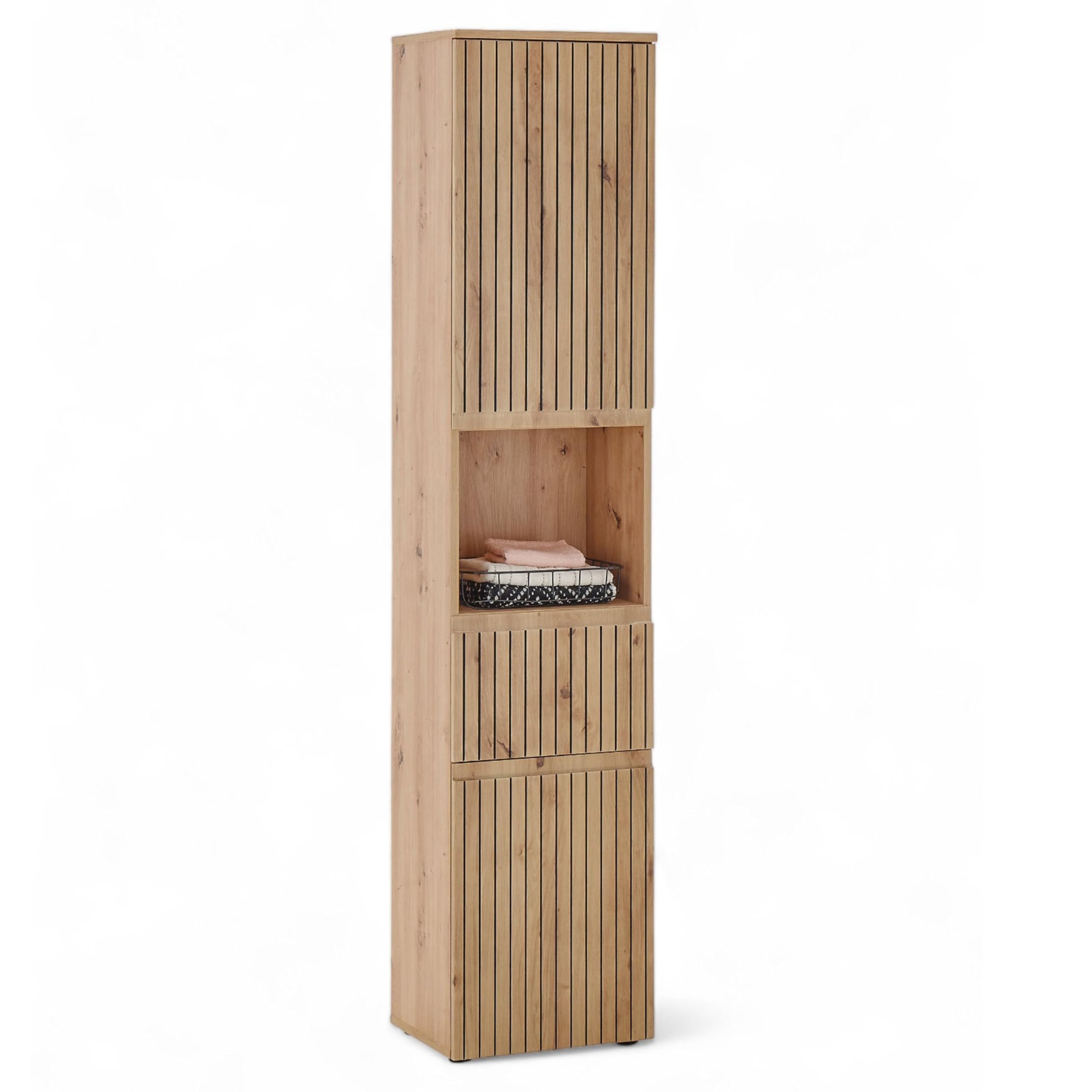 Modulo Pico Toiletmeubel Met Wastafel | 40 Cm Middenbruin Eiken Kader Front Solid Surface 102578