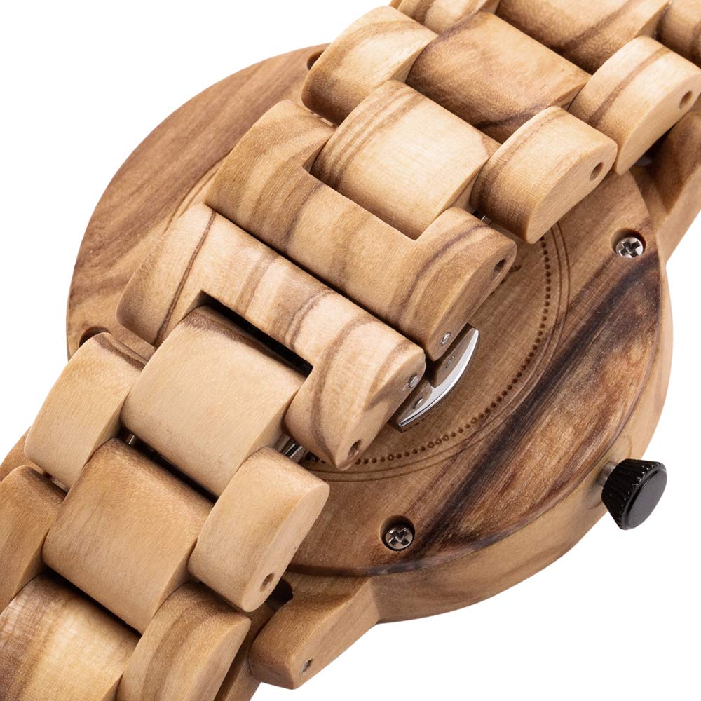 CZOKA Orologio da Uomo e donne in Legno, Noce nero naturale/oliva Orologio di Legno con Movimento al Quarzo Giapponese, con cinturino regolabile