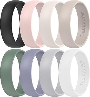 ThunderFit Unisex Silicone Wedding Rings, Rubber Engagement Bands, Variety Multipack 1,4,7