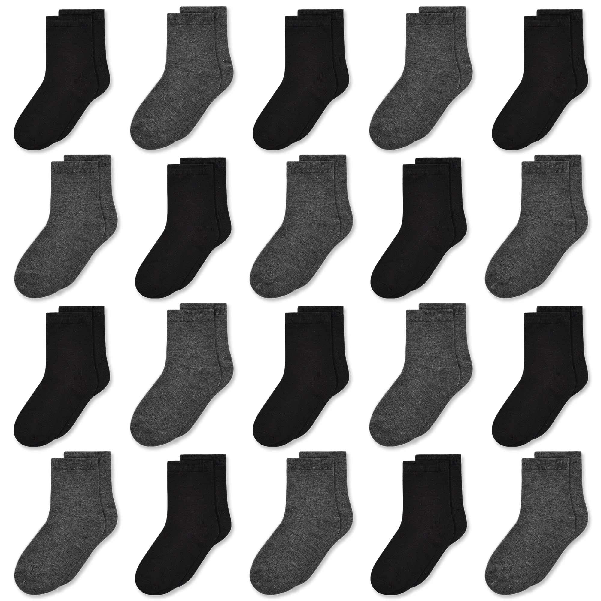 Kids Crew Socks, Mid Cut Socks for Toddler Kids Boys Girls(0-13 Years), 20 Pairs Athletic Mid Calf Socks Multipack