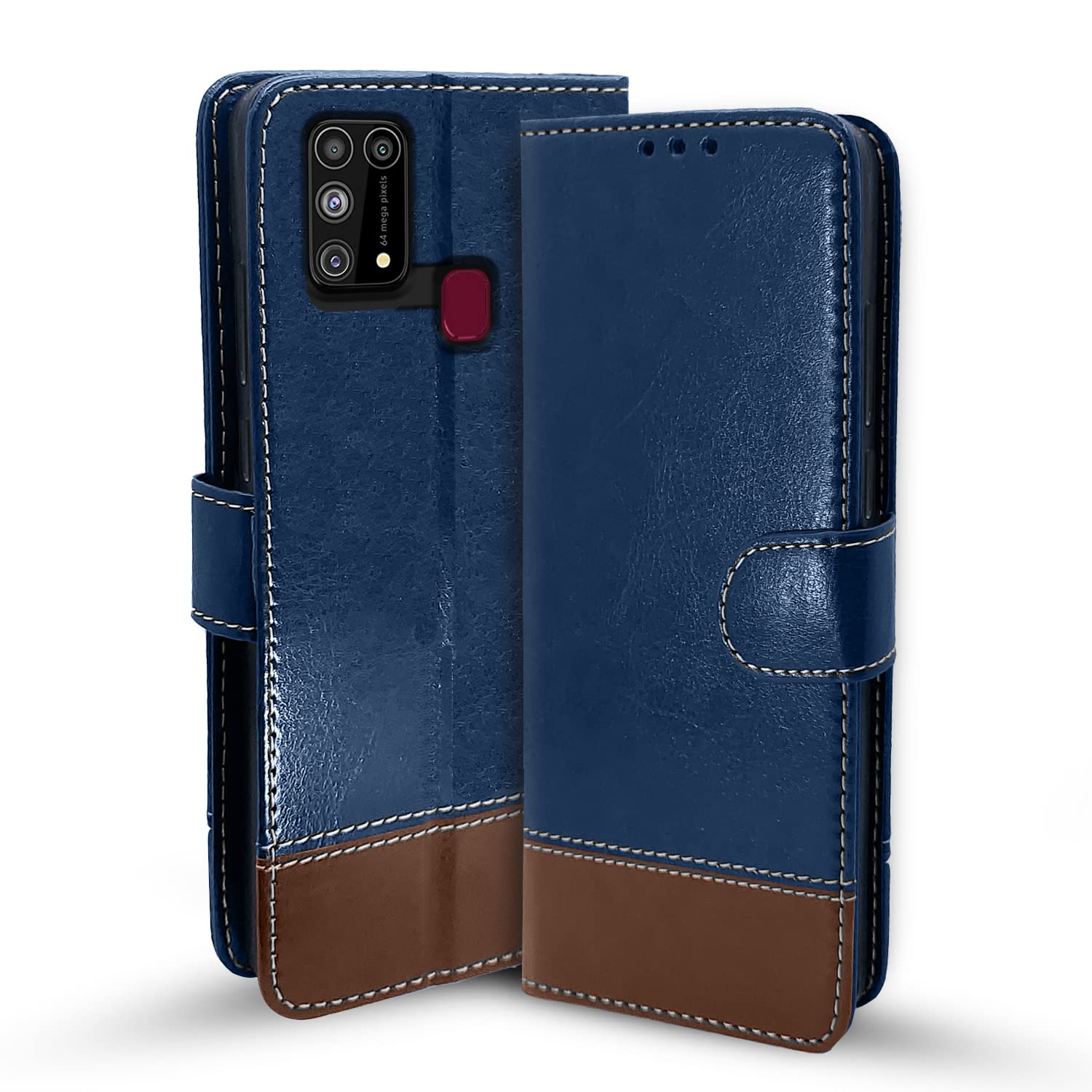 Pikkme Samsung Galaxy M31 / F41 / M31 Prime Flip Cover | Dual-Tone PU Leather Finish | 360 Protection | Inbuilt Wallet & Stand | Magnetic Flip Case (Blue & Brown) (B09L5BY7ST) Amazon Price History, Amazon Price Tracker