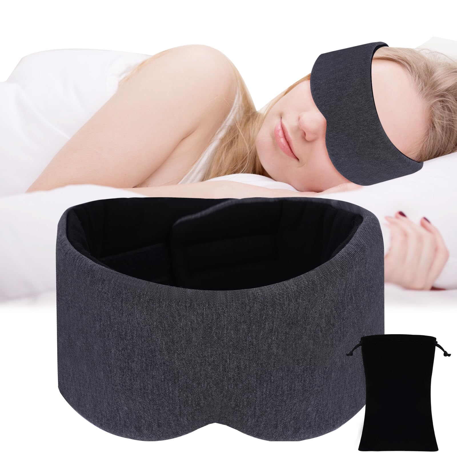ACWOO Antifaz para Dormir, Máscara de Ojos para Dormir Cotton con Bolsa Viaje, Sleep Mask, Suave Antifaz para Viajes, Máscara para Dormir y Venda, Unisex, Adecuado Para Yoga de Siesta de Viaje