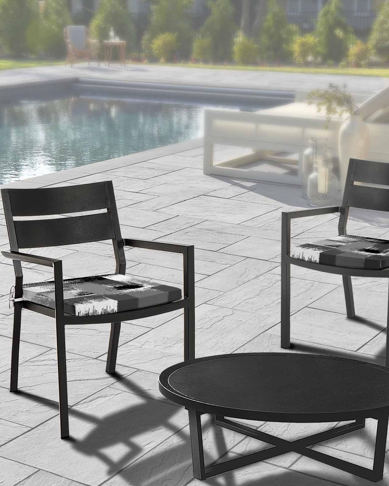 Edwiinsa Contemporary Grey Indoor/Outdoor Seat Cushions Cover,Waterproof Patio Chaise Lounge Cushion Cover for Beach Pool Side Chair Cushions 22x22x4 Pieces Abstract Black Grey White Street Art