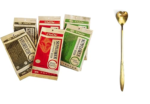 Semillas de girasol tostadas ChaCha (sabor mezclado, una caja, 3 sabores, cada sabor 2 bolsas, total 6 bolsas) Plus NineChef Brand Long Handel Spoon