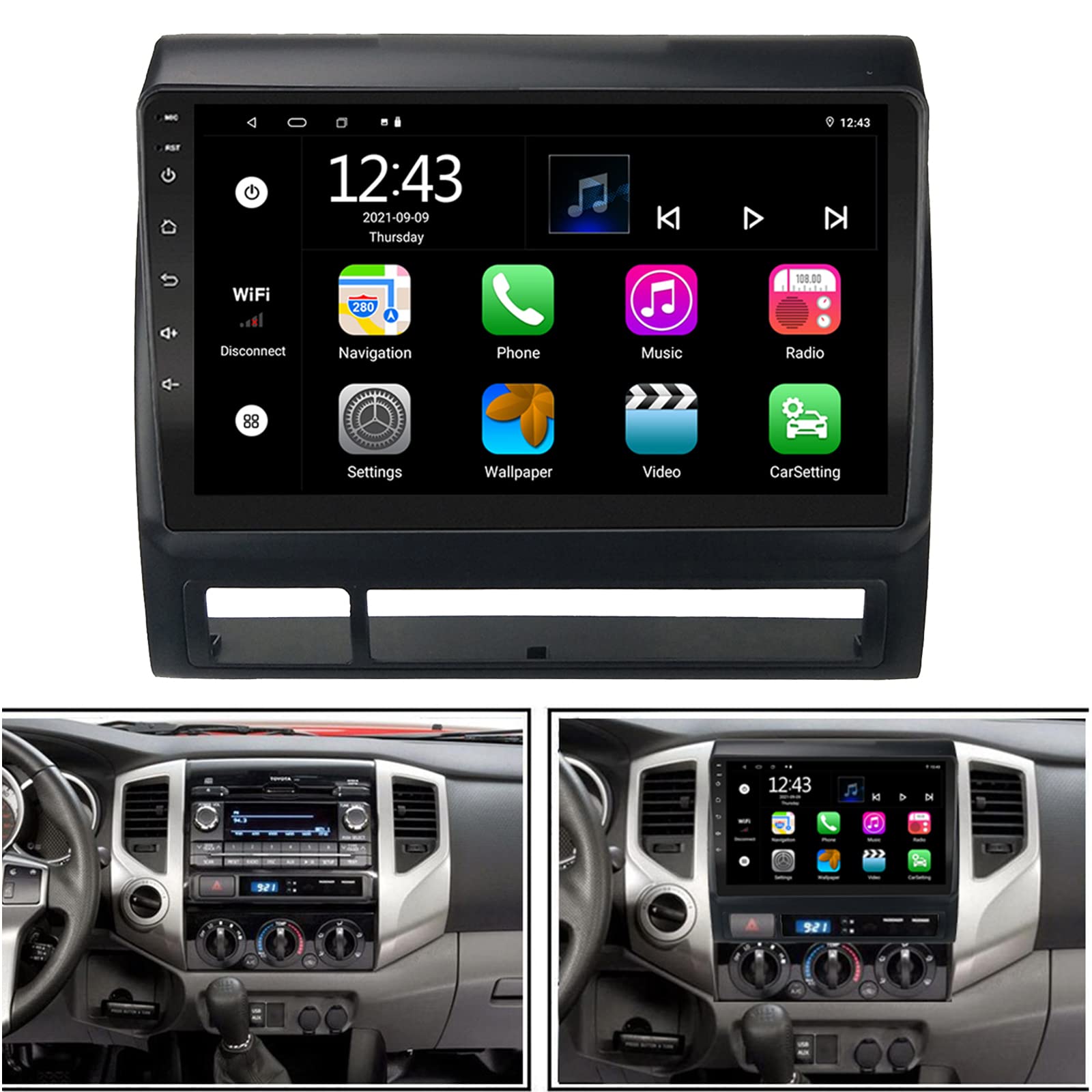 COCHEPARTSCar Stereo for Toyota Tacoma Radio 2005-2011 Android 11 Octa Core Support Apple Carplay/Android Auto/DSP/WiFi/4G Sim Card/Steering Wheel Control/GPS(*Not Compatible with JBL System)