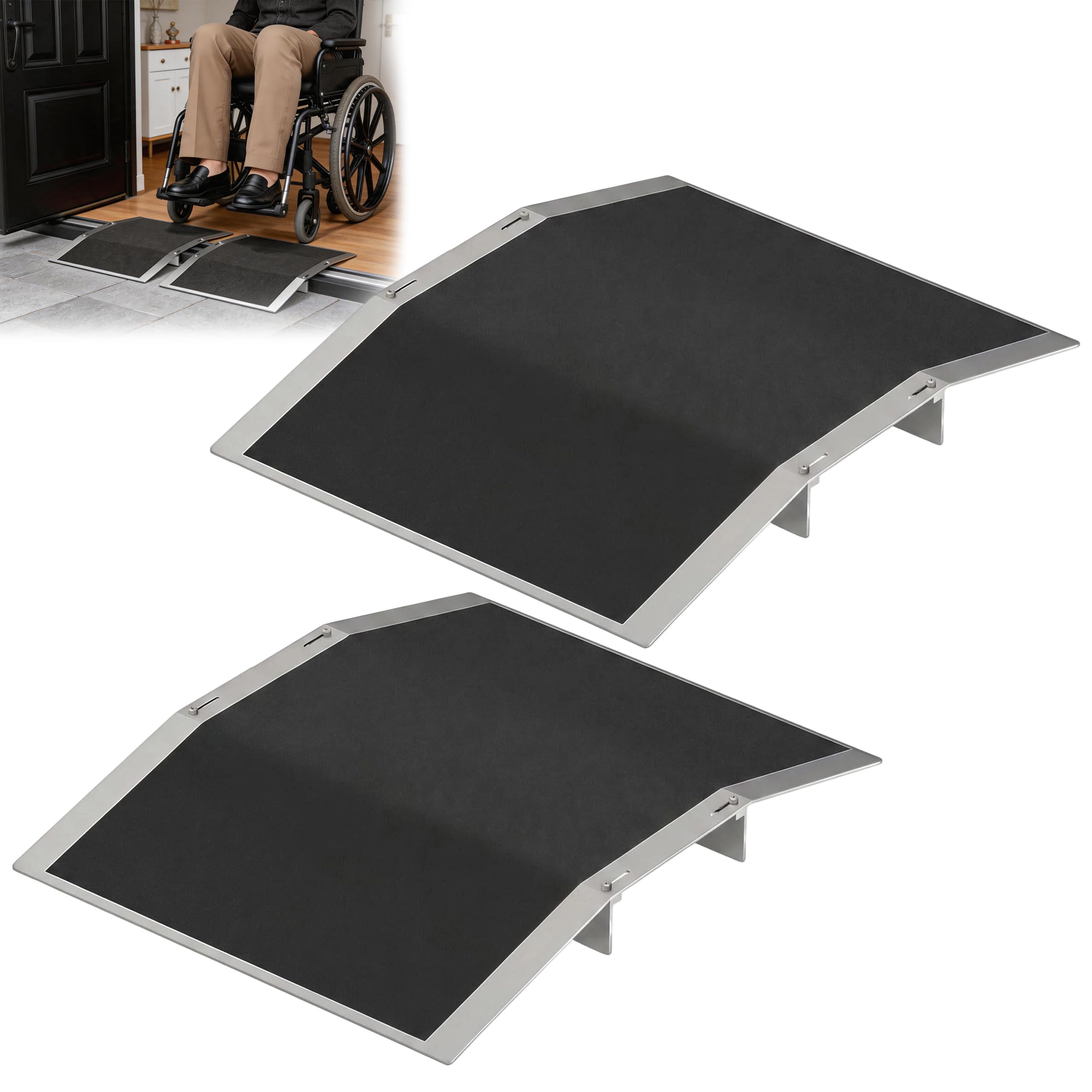 Rampa de umbral de puerta, 2 unidades, 30 x 43 cm, para puertas de 7 a 13 cm de ancho, para puertas de 7 a 13 cm de ancho, robot aspirador para robot aspirador, cochecito andador o scooter
