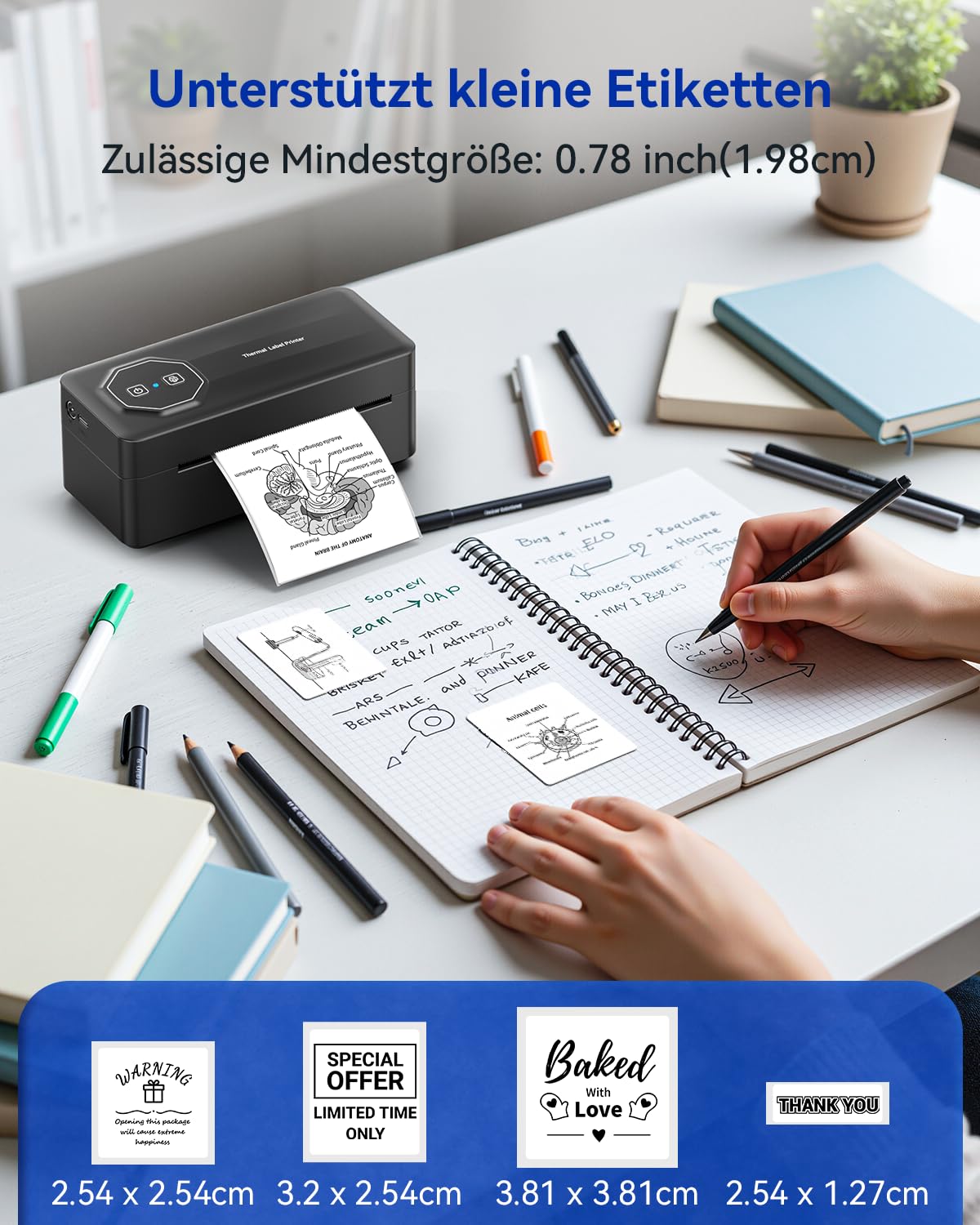 TATTMUSE Bluetooth Thermodrucker 4x6 Zoll – Etikettendrucker für Versandetiketten, kompatibel mit DHL, Amazon, FedEx, Shopify, Etsy & Royal Mail. Ideal für Barcode, Paketaufkleber und Logistik