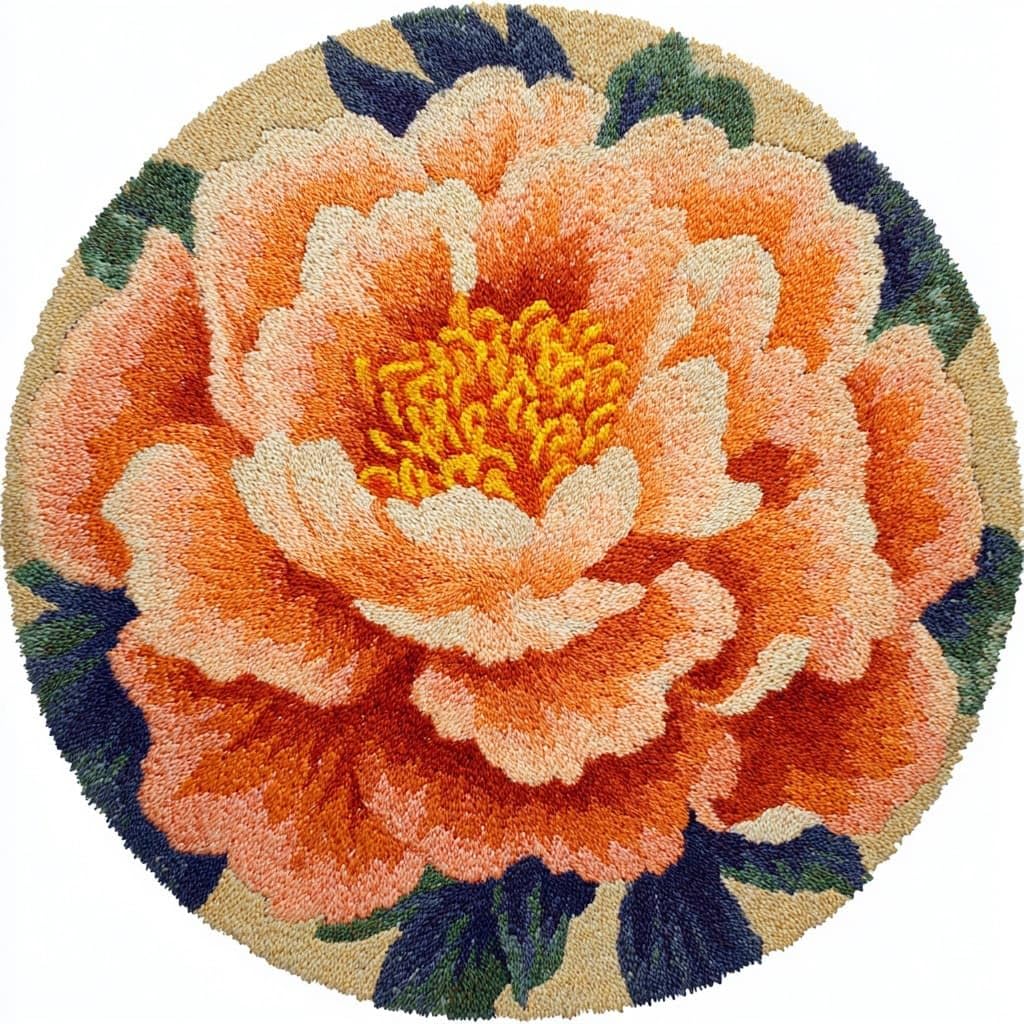 AMBATTERY Rug Making Kit for Adults,Latch Hook Rug Kit,Peony Flowers