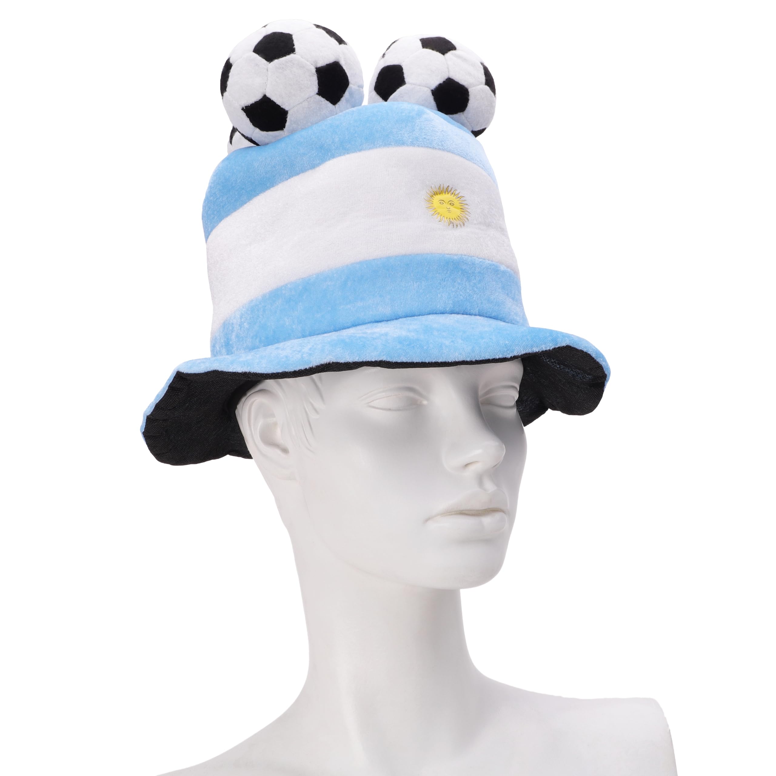 Toyland® Argentina Flag Football Fan Top Hat with 3D Footballs - World Cup & European Championships Party Costume - 10 Countries to Choose
