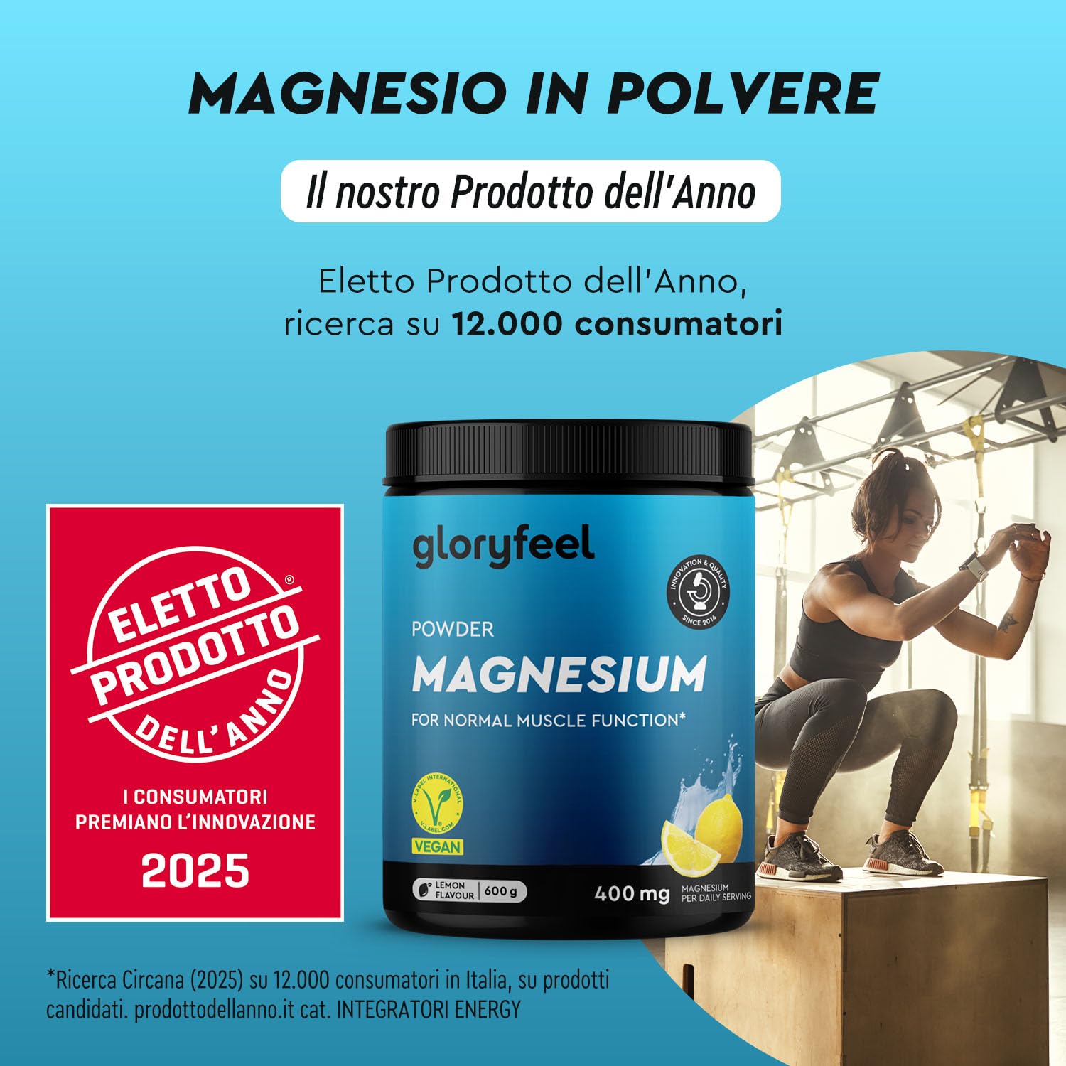 Magnesio Completo in Polvere 600g, Eletto PRODOTTO DELL'ANNO 2025, Bisglicinato, Citrato, Malato ad alto Dosaggio, Facile da sciogliere, Per Muscoli, Nervi, Equilibrio elettrolitico, Sapore di Limone