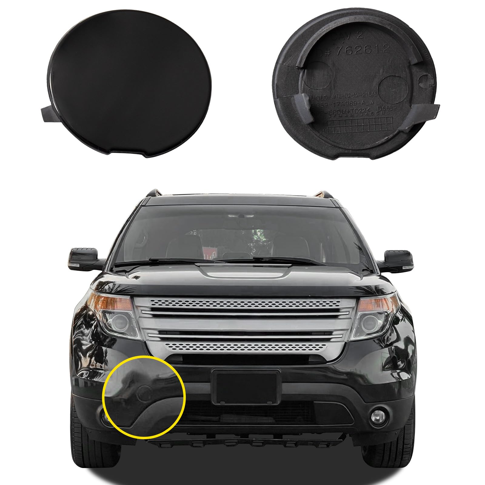 Goholy Car Front Bumper Tow Hook Cover Compatible with Ford Explorer 2011 2012 2013 2014 2015 Trailer Cover Cap BB5Z17A900A BB5Z17A900APTM Small Lid