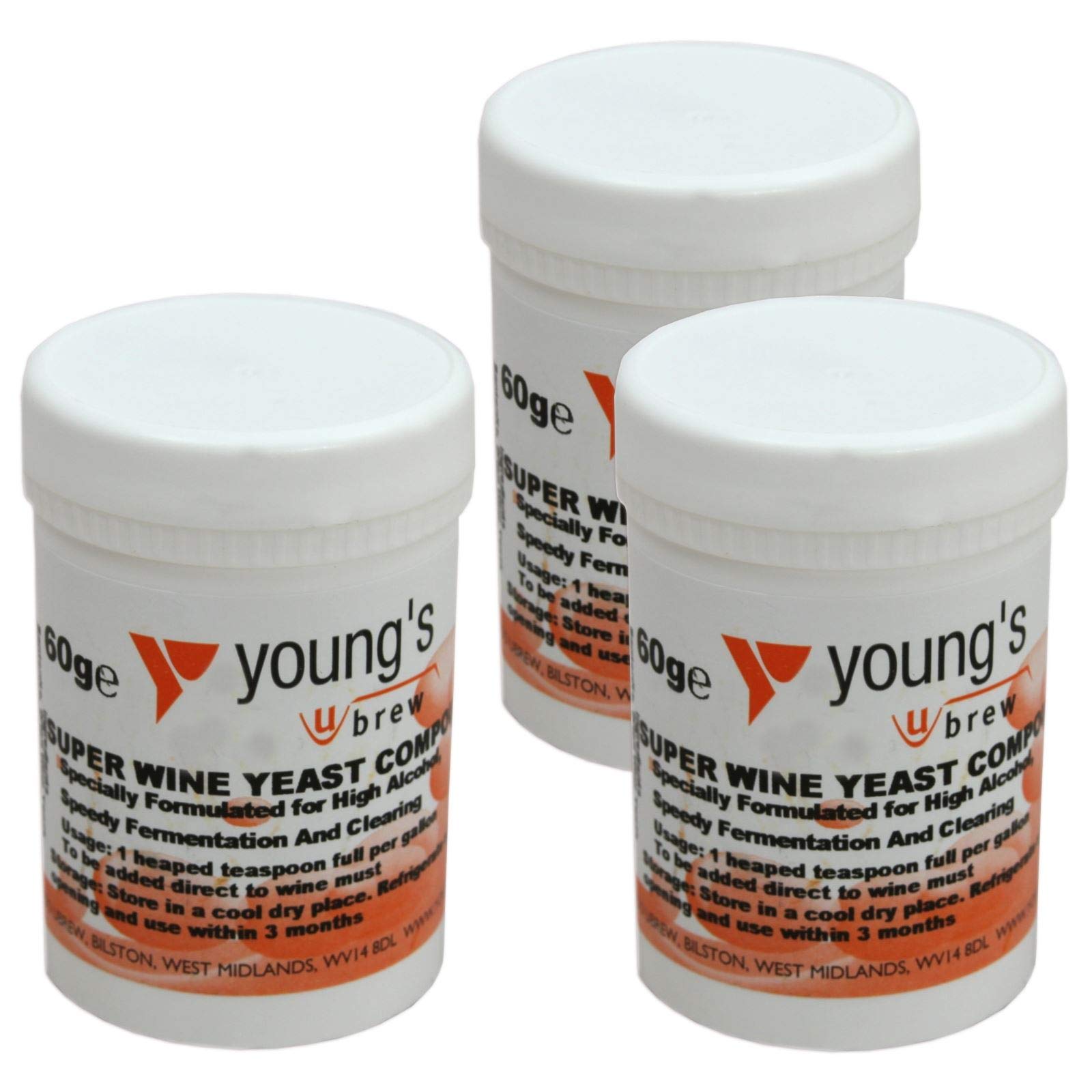 3X Super Wine Yeast Compound 60g 50L/10 Gallon Youngs Home Brew Wine Making