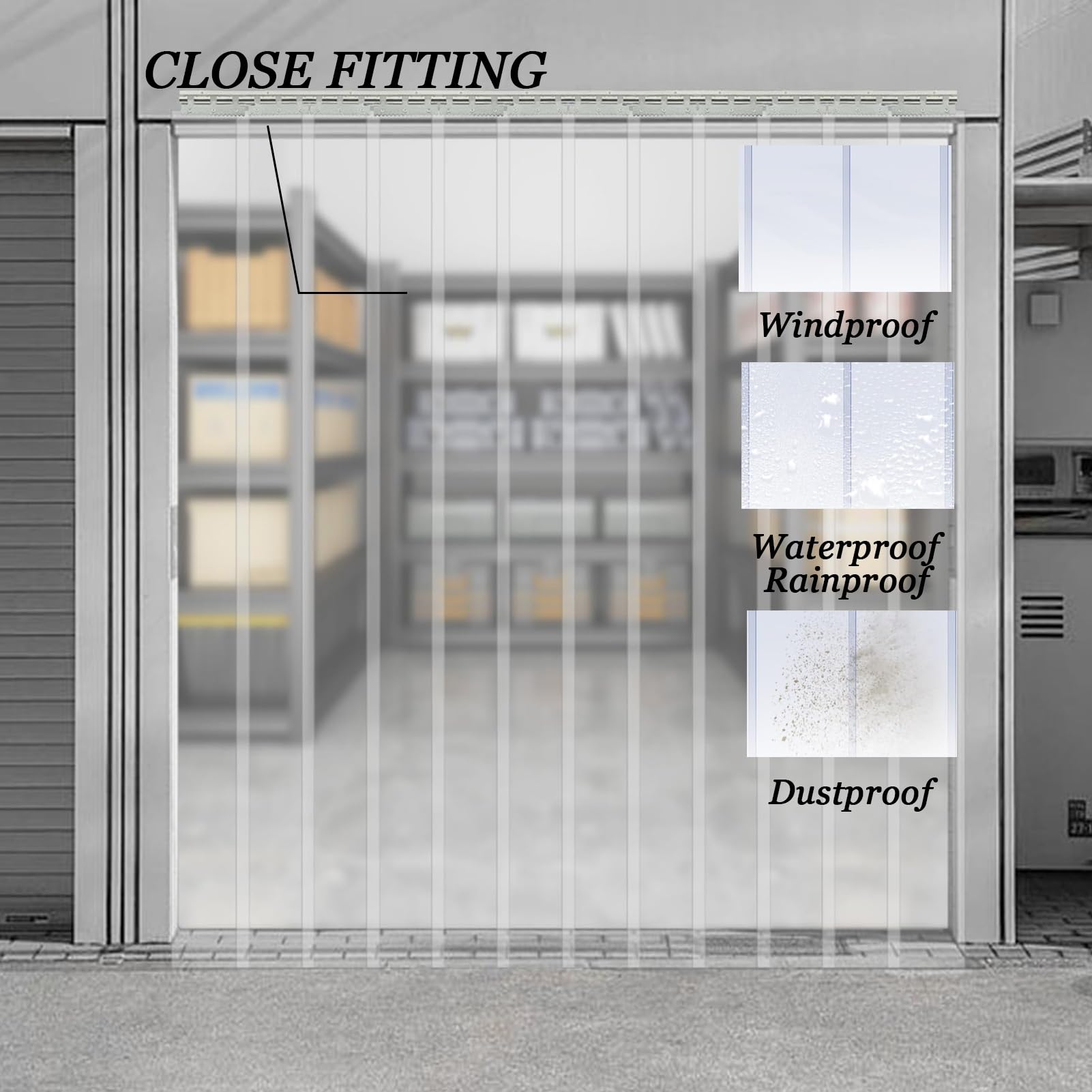 PVC-Streifenvorhang, Isolierter transparenter PVC-Streifenvorhang-Satz – 135 x 230 cm Thermovorhang für Lagerhallen, Kühlräume, Garagen und Hinterhöfe – Energieeffizient, Temperaturreguliere
