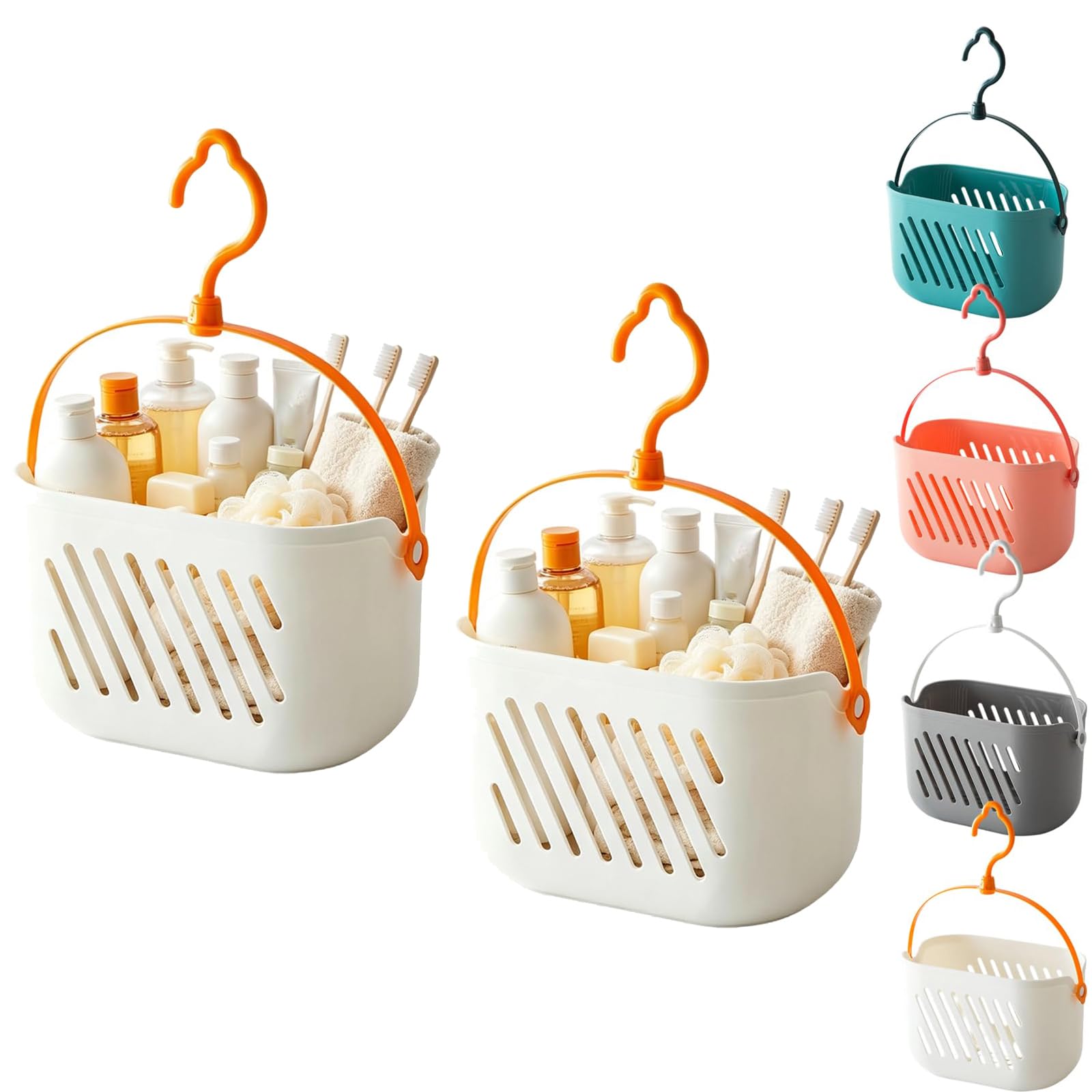 Leipsychic Portable Shower Caddy Basket, Hanging Plastic Organizer with Handle, 2-Pack, Shower Caddy for Camp, Bathroom, College Dorm, Kitchen (A)