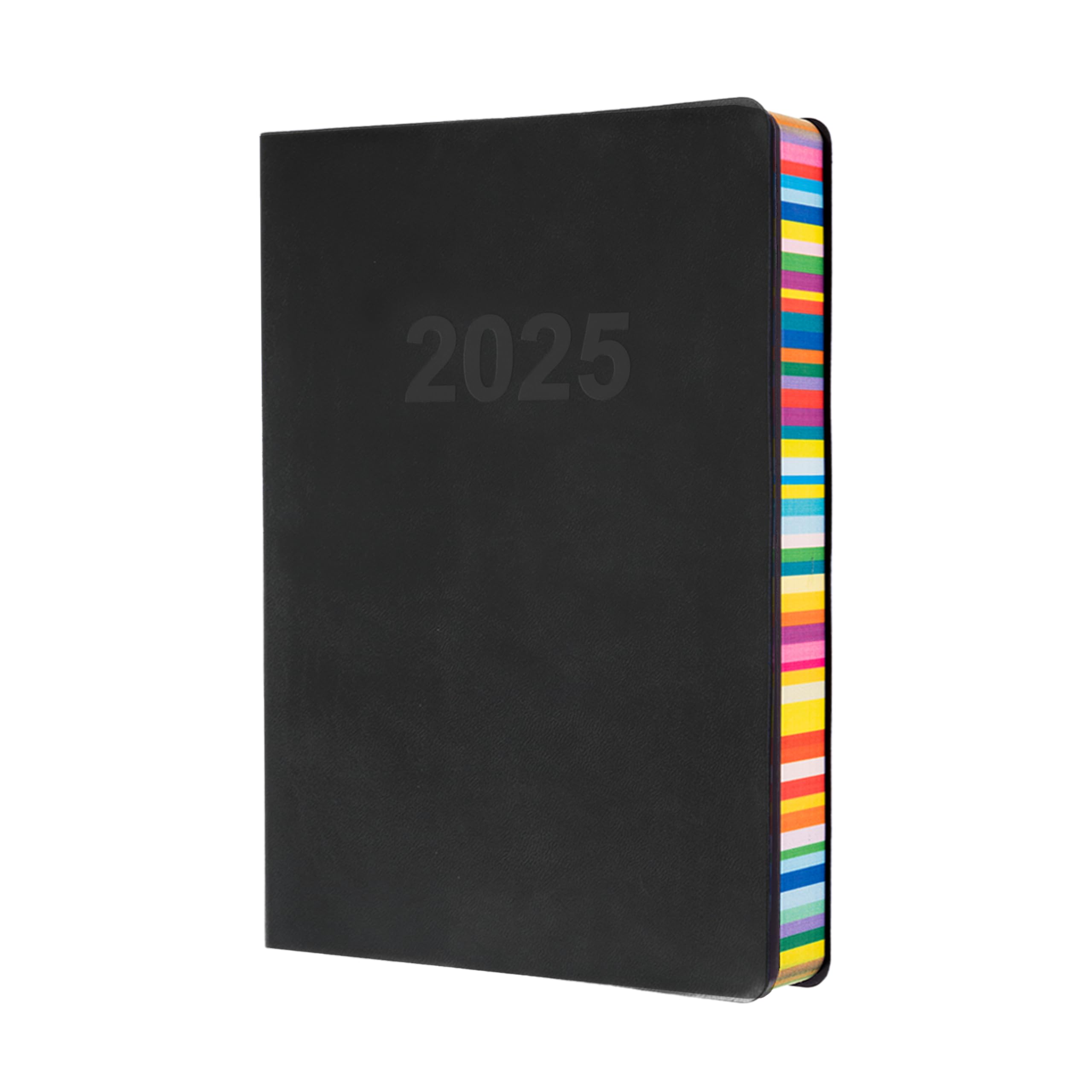 Collins Edge Rainbow 2025 Diary - A5 Day to Page Planner (with Appointments) - Charcoal - (ED151.U96-25) - Daily Planner with Soft Touch Covers and Coloured Page Edges