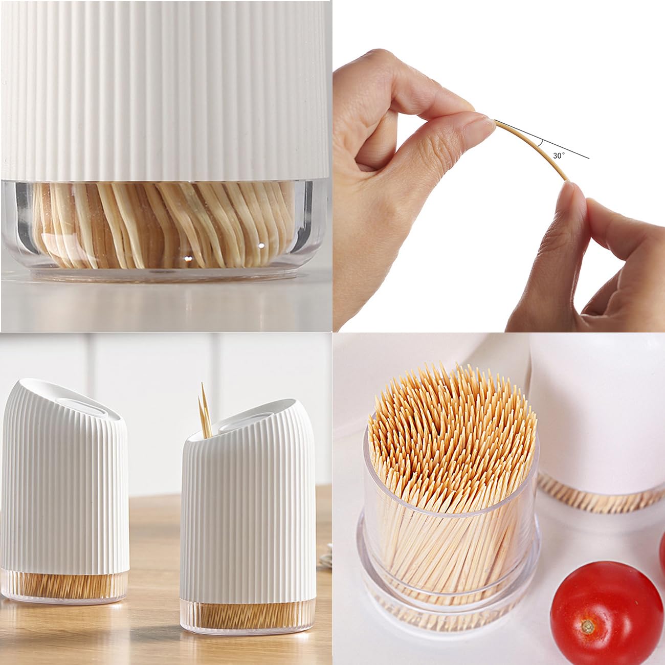 YidaSouko Toothpick Dispenser with 300 Wooden Picks, Decorative Holder Case for Kitchen Restaurant, Cream (Slide Cover) - Image 3