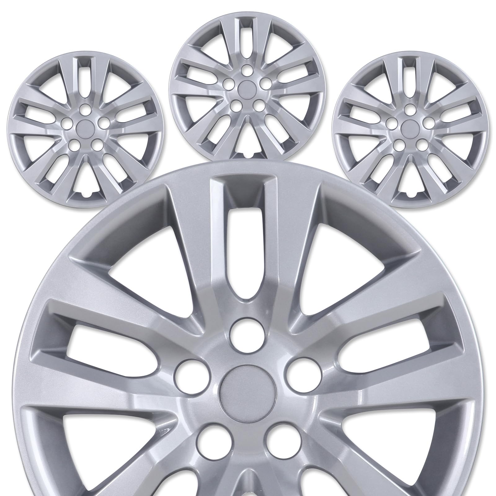 AUTOFREE 16” Hubcaps, Fit for 2013-2018 Nissan Altima Sedan, Set of 4 Silver Lacquer Finish Wheel Rim Covers, Durable PP Material, Easy Snap-On Installation, 16 Inch Silver Lacquer 4-Pack