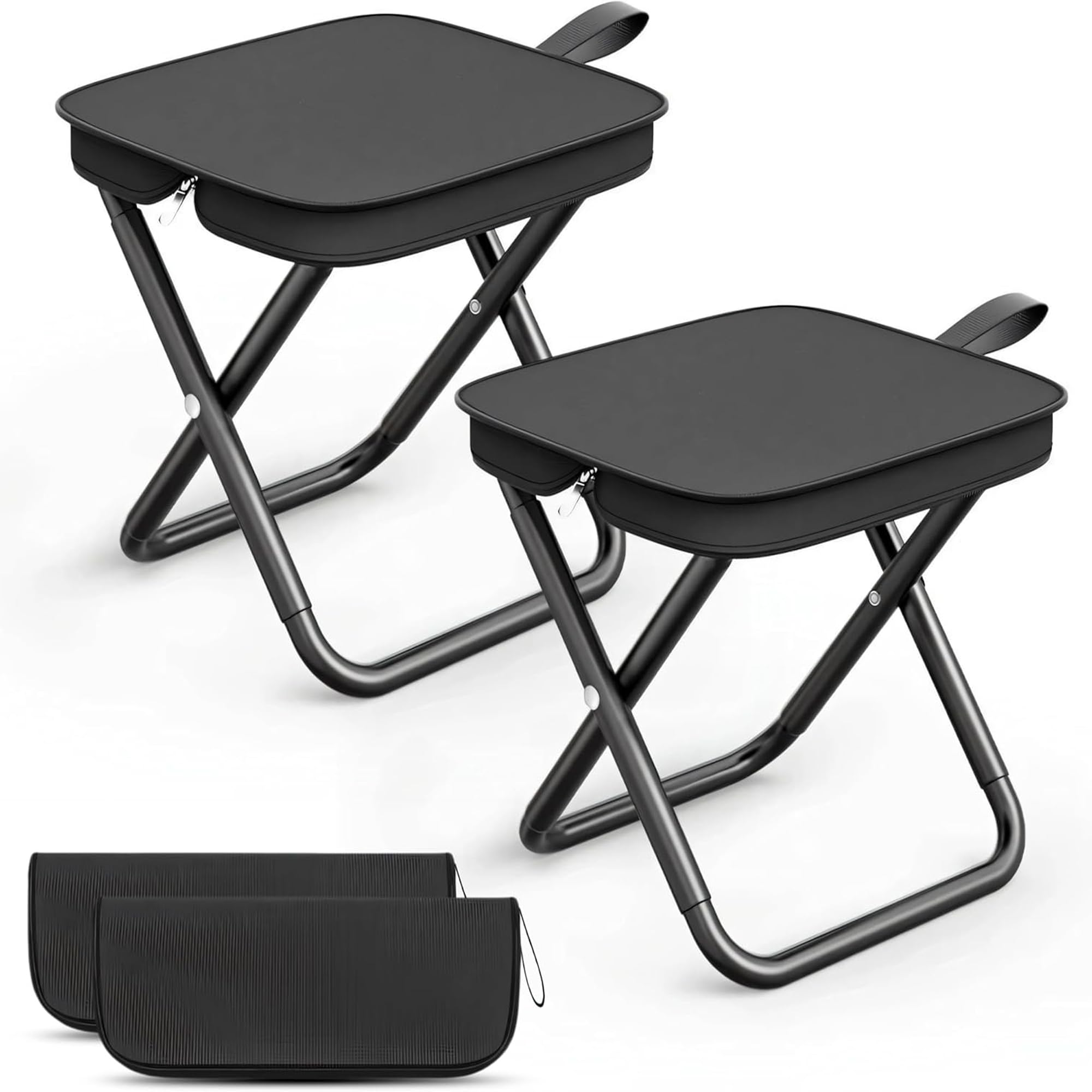 Jiahuade Taburete Plegable Portátil,2 Piezas Taburete Plegable de Camping,Taburete Plegable para Exterior 30 cm,Taburete Plegable Compacto,Pequeña Silla Plegable,para Acampar,Pescar,Viajar