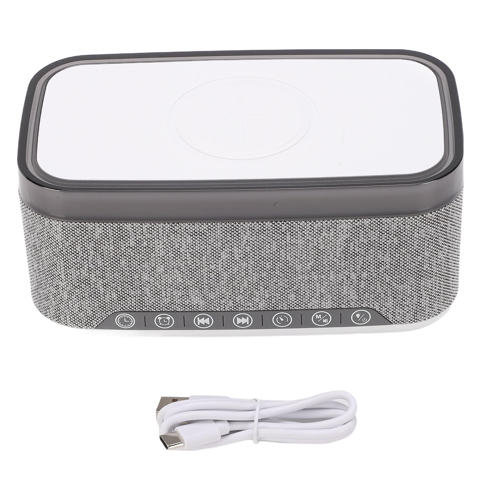 Haofy 3-in-1-Wecker mit Kabelloser Ladefunktion, Lautsprecher und White Noise Machine, Digitales LED-Nachtlicht für Nachttisch, Schreibtisch, Nachttisch
