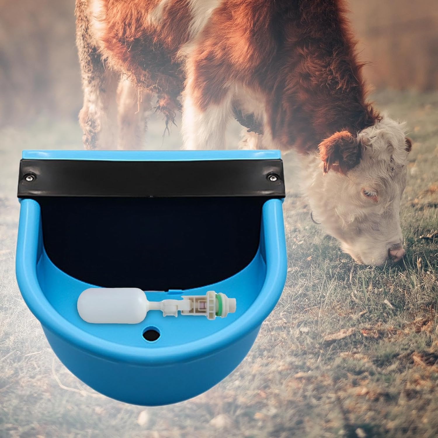 Automatic Water Bowl for Livestock Cow Drinking Bowl Auto Drinking Equipment Horse Waterer Water Feeder for Dog Chicken Pig Sheep, Light Blue