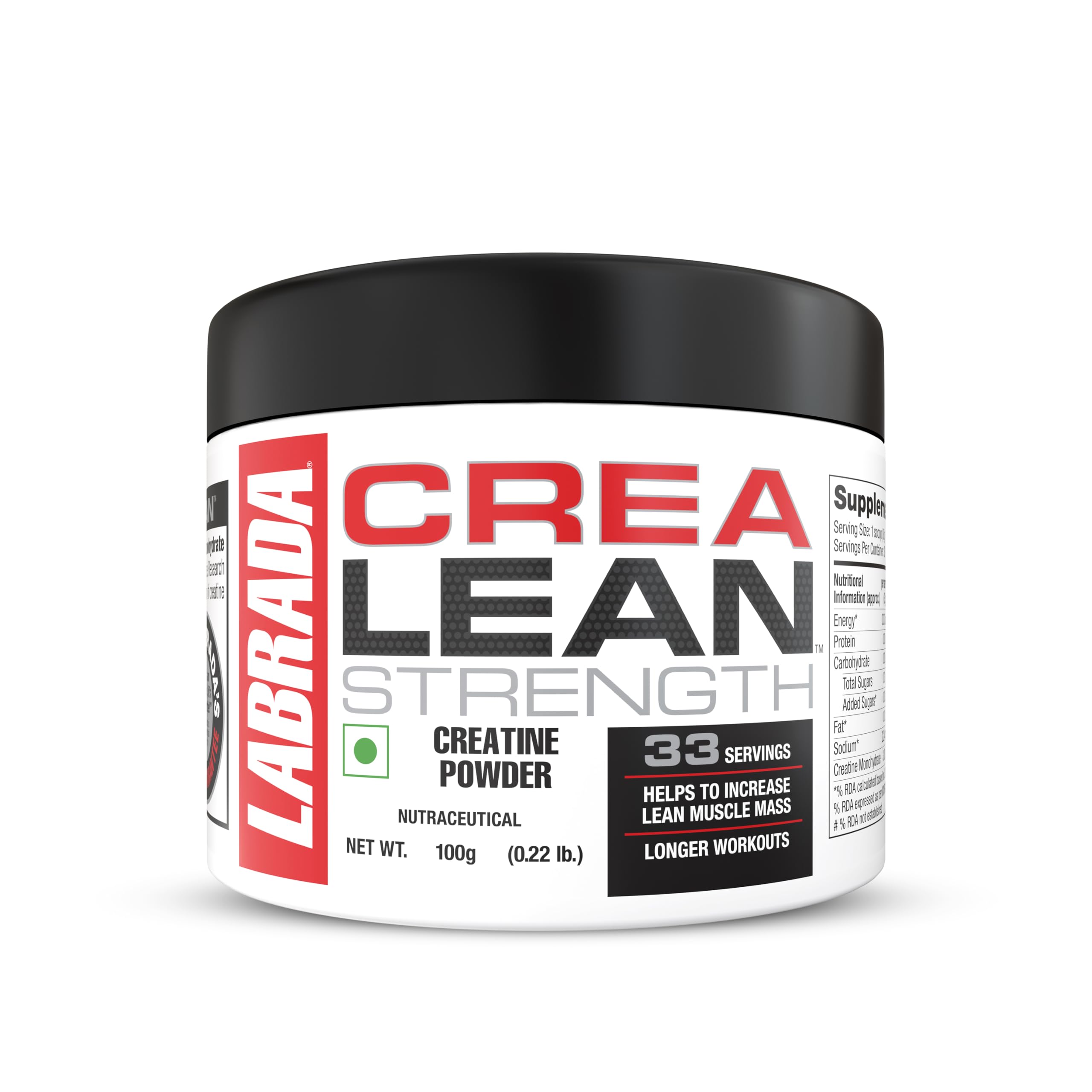 Labrada CreaLean Strength Creatine Powder | 100gms (0.22lbs) 33 Servings | 3g Creatine Monohydrate | Unflavored | Muscle Repair & Recovery | For Longer Workout-image-21