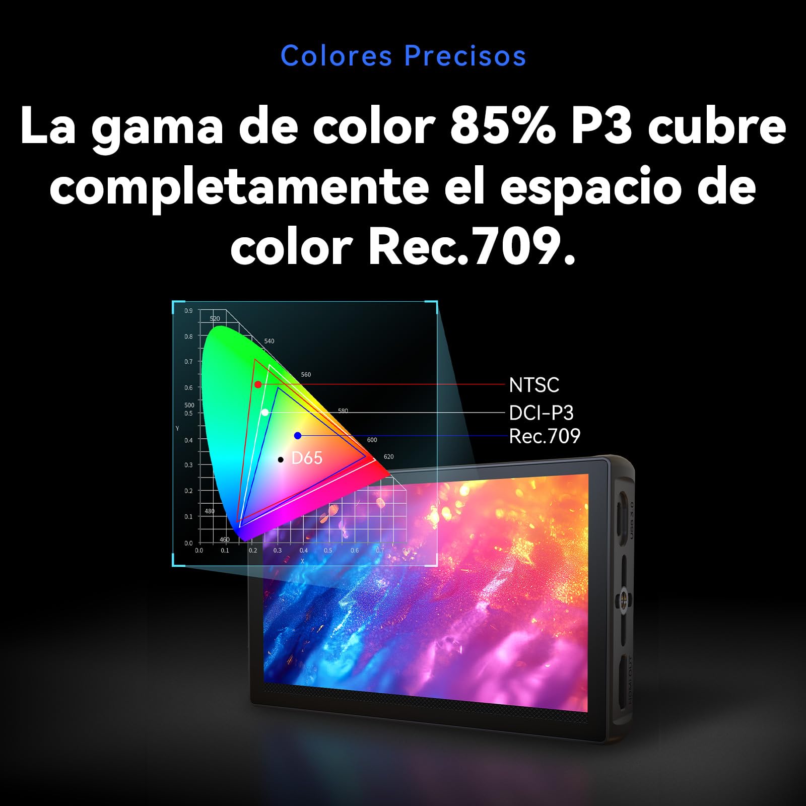 Portkeys LH5C 5.4" Monitor Cámara 4K HDMI Input, Camera Control Touch to Focus para FX3/FX30/A6700/A7S III/A7M IV, R5/6/7/8, GH6/BGH1/S5, 3D LUT Waveform Focus Peaking Monitor de Campo