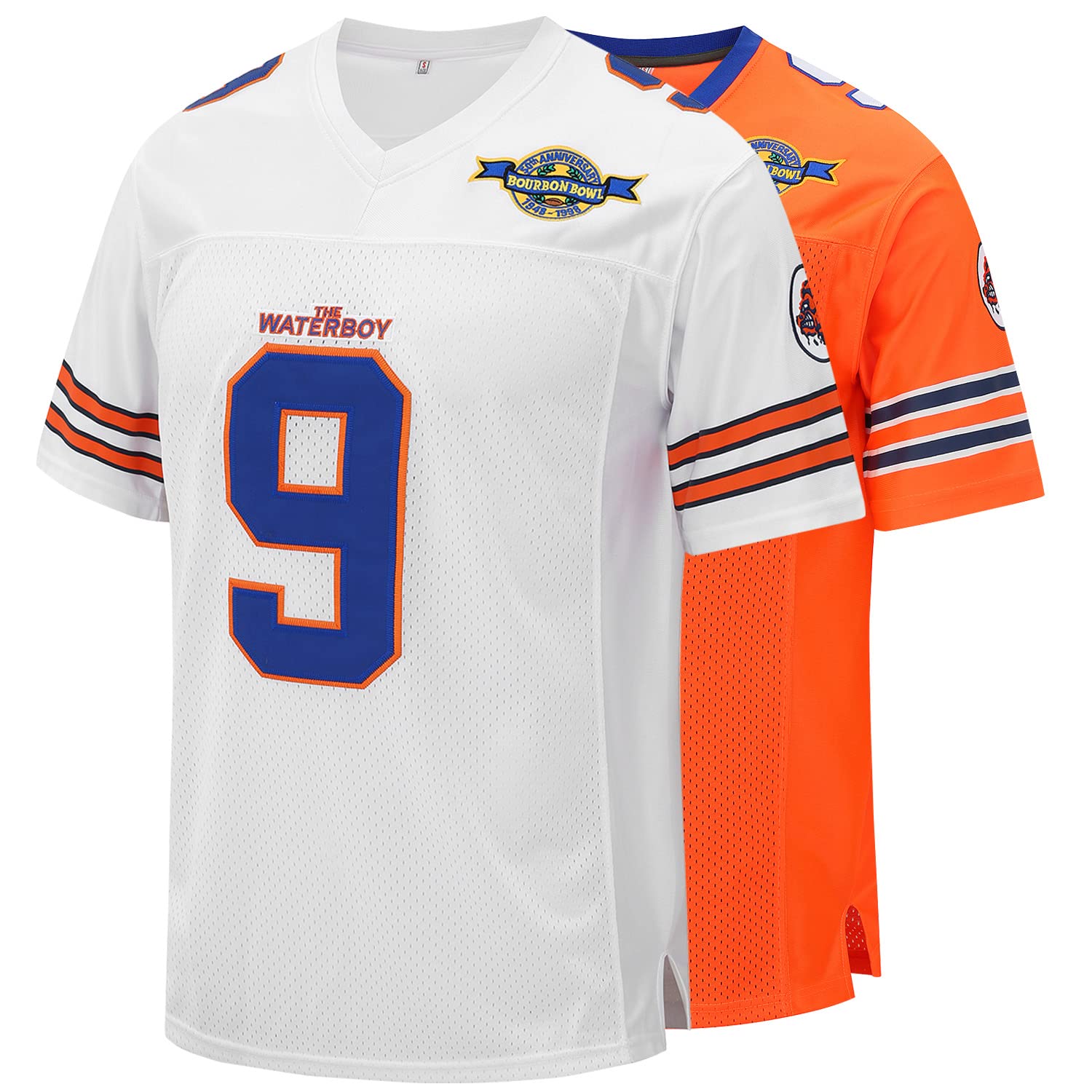 NANQUANMicjersey Waterboy Football Jersey, Stitched #9 Bobby Boucher 50th Anniversary Movie Football Jerseys S-XXXL (White, L)