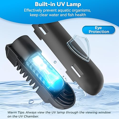 Miniatura 4 de POPOSOAP Kits de fuente de bomba de filtro de estanque con clarificador UV, bomba de estanque de 660 GPH40 W y kit de filtro para estanques al aire