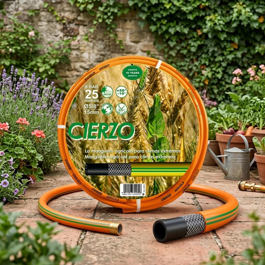 Kit Manguera de Jardín Cierzo 19 mm 3/4'' | 20 Metros + Accesorios | Manguera para Riego | Kit Completo de Accesorios de Jardín | Resistente y Flexible para Uso Doméstico