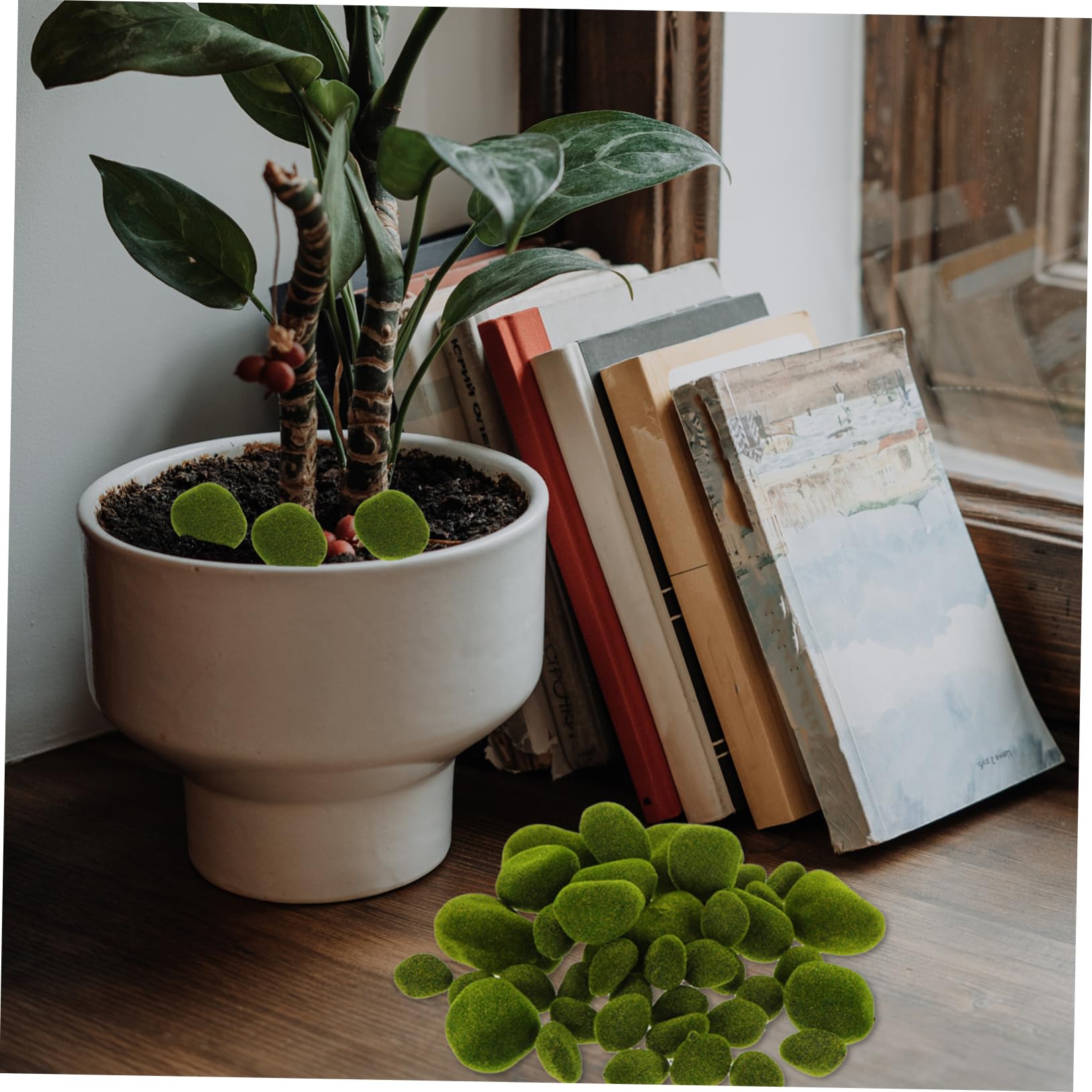 Cabilock Garden Stones Moss Outdoor Decorative Moss Stones Simulated Mossy Decor