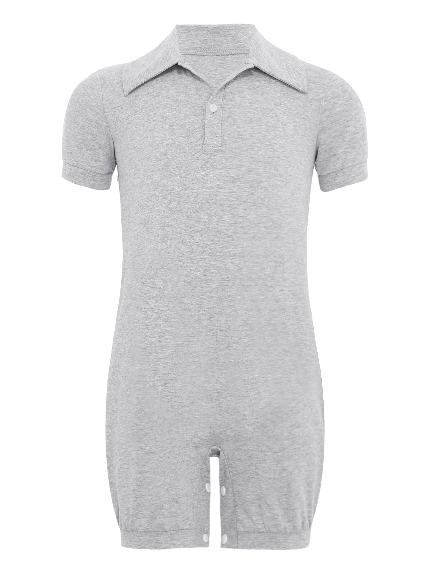 Linjinx Kinder Jungen Mädchen Besondere Bedürfnisse Adaptive Kleidung Umlegekragen Kurzarm Jumpsuit Bodysuit Strampler
