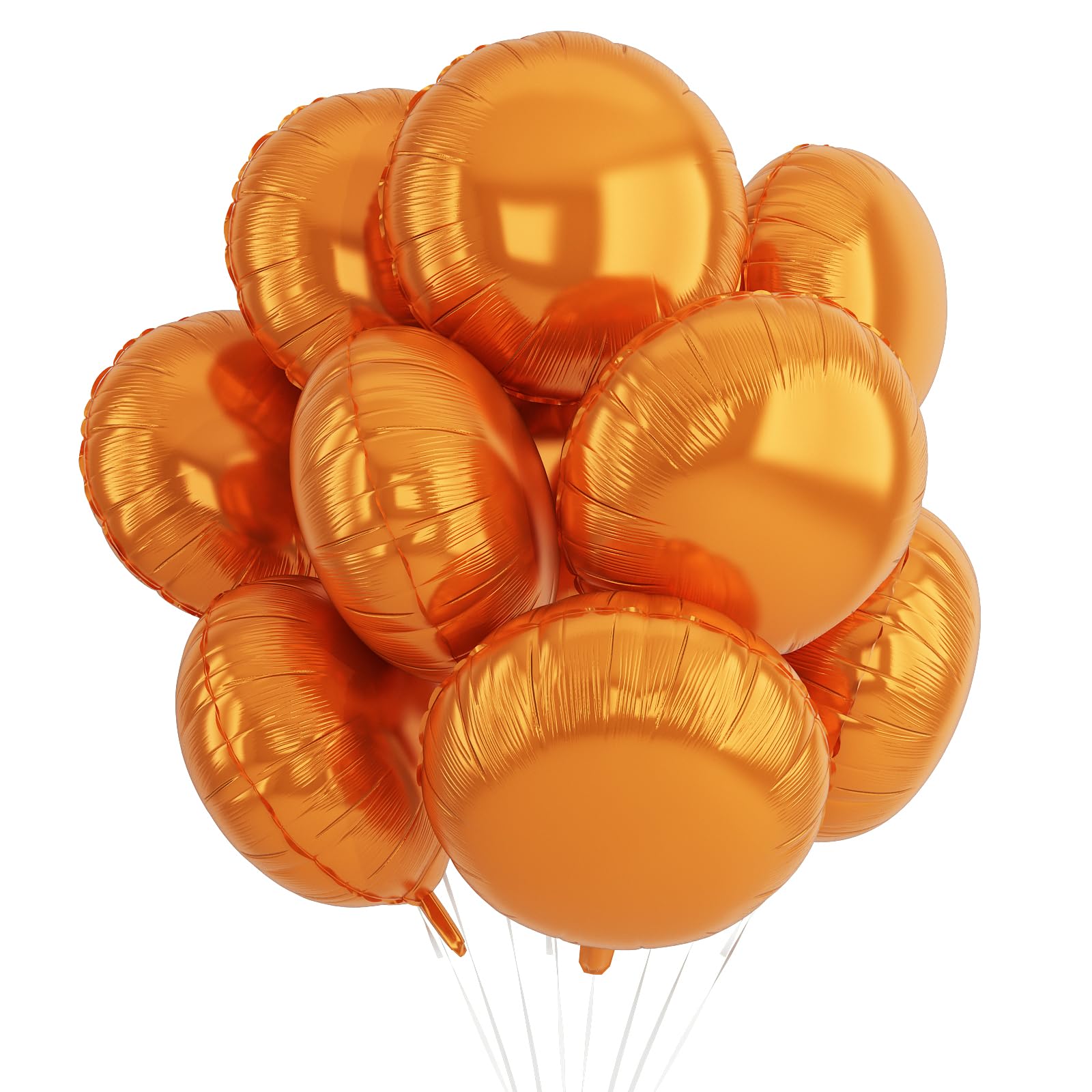20PCS Orange Round Shaped Foil Balloons, 18 Inch Round Foil Balloon, Round Giant Balloon For Birthday Fall Thanksgiving Autumn Basketball Theme Party