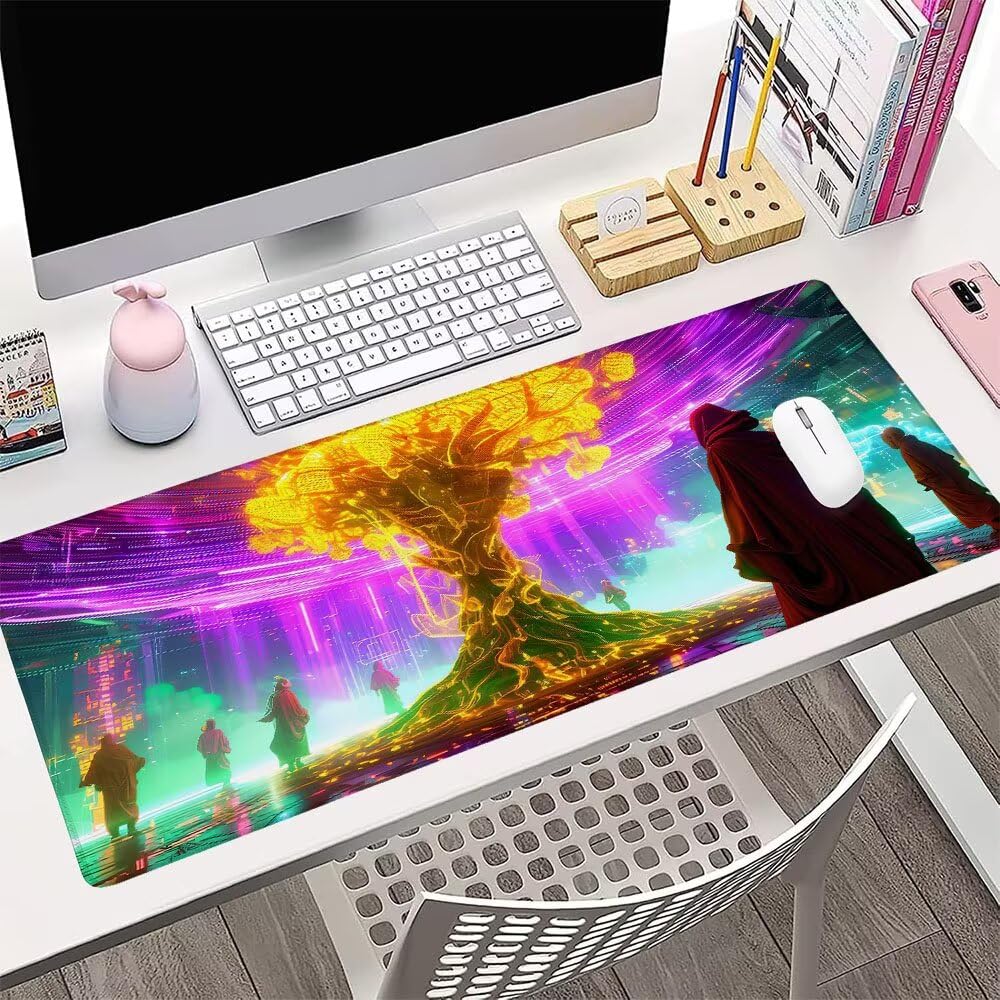 Złota podkładka pod mysz XXL akcesoria do gier podkładka na biurko duża podkładka pod mysz i klawiaturę drzewo akcesoria PC 1400 x 600 x 3 mm mata biurkowa, z wodoodporną i antypoślizgową gumową