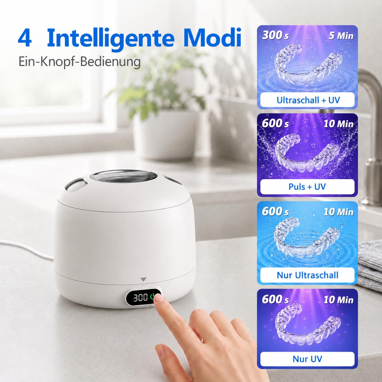 Voraiya Ultraschallreiniger für Zahnersatz, abnehmbarer Tank, Zahnprothesen