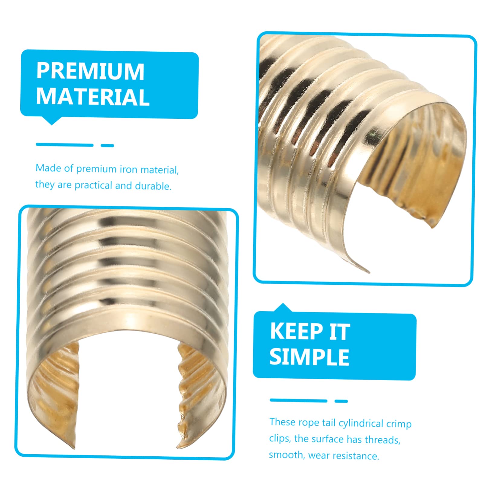 LALAFINA Wire Clips for Cords 100pcs Tassel Tail Clip Smooth Surface for Jewelry Making