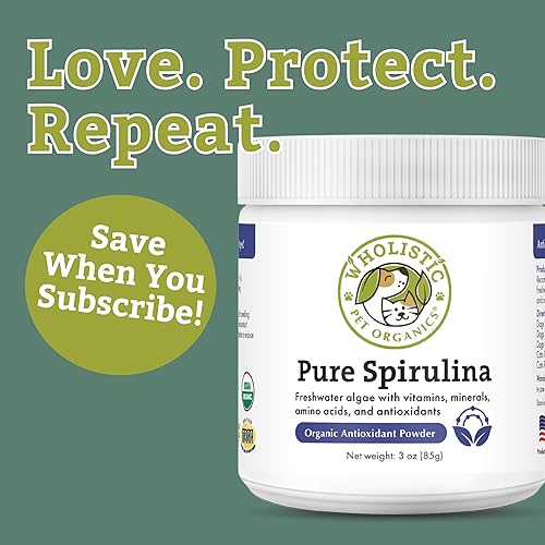 Miniatura 2 de Wholistic Pet Organics Polvo de espirulina orgánico para perros Super Greens Powder Suplemento de apoyo de alergia estacional para perros,