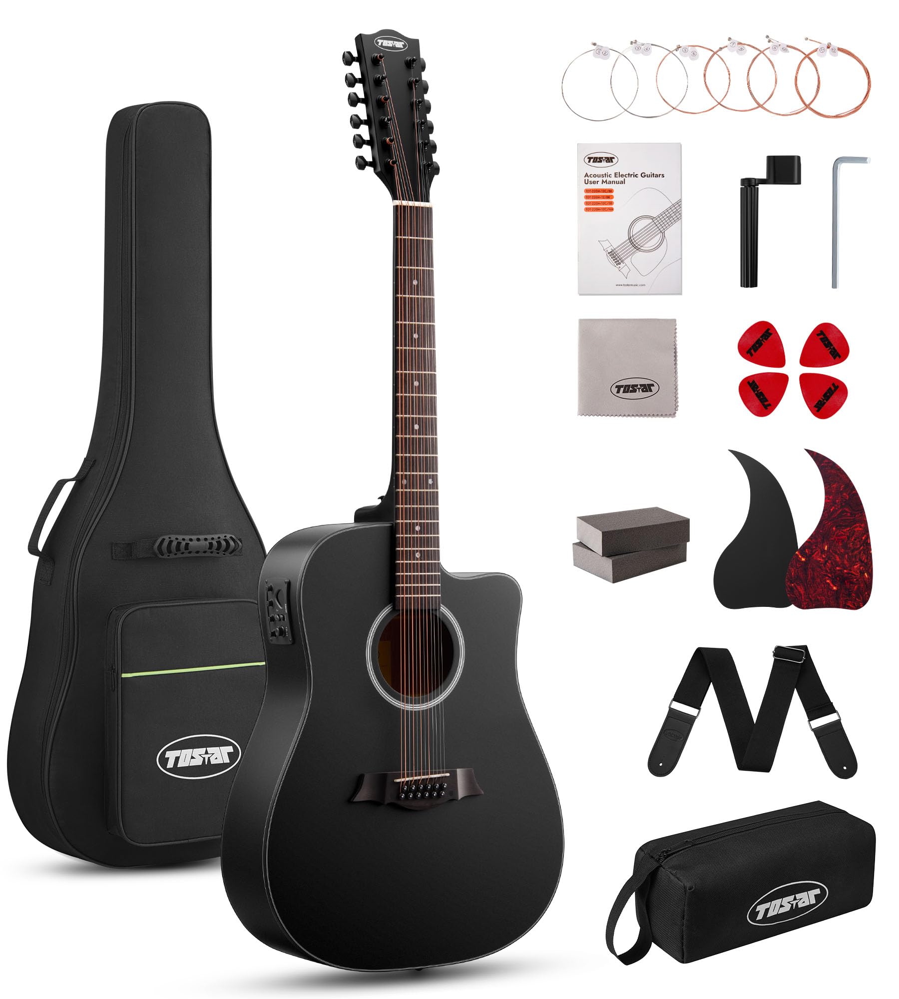 Tostar 12 String Black Cutaway