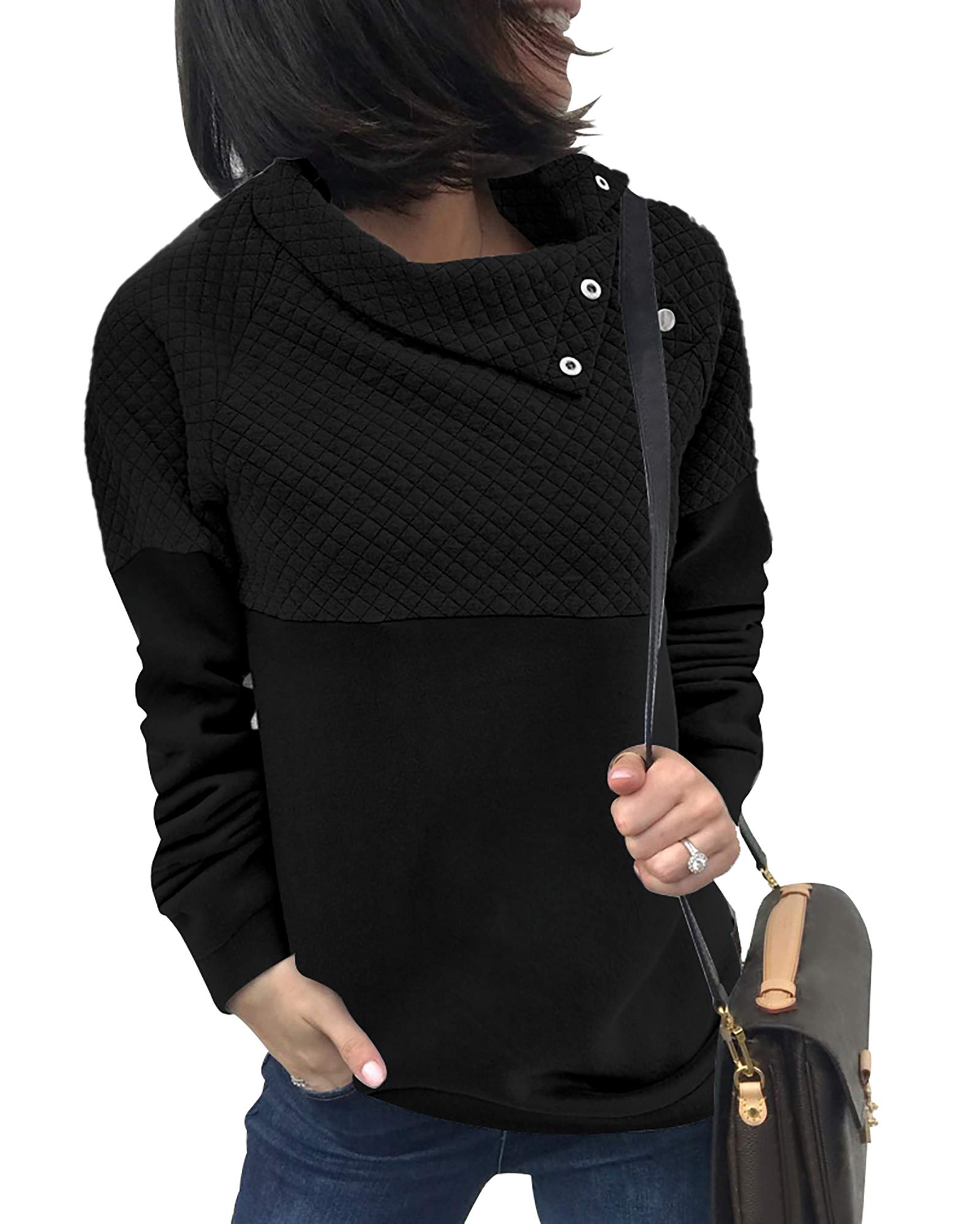 BTFBM Women Fashion Quilted Pattern Lightweight Zipper Long Sleeve Plain Casual Ladies Sweatshirts Pullovers Shirts Tops